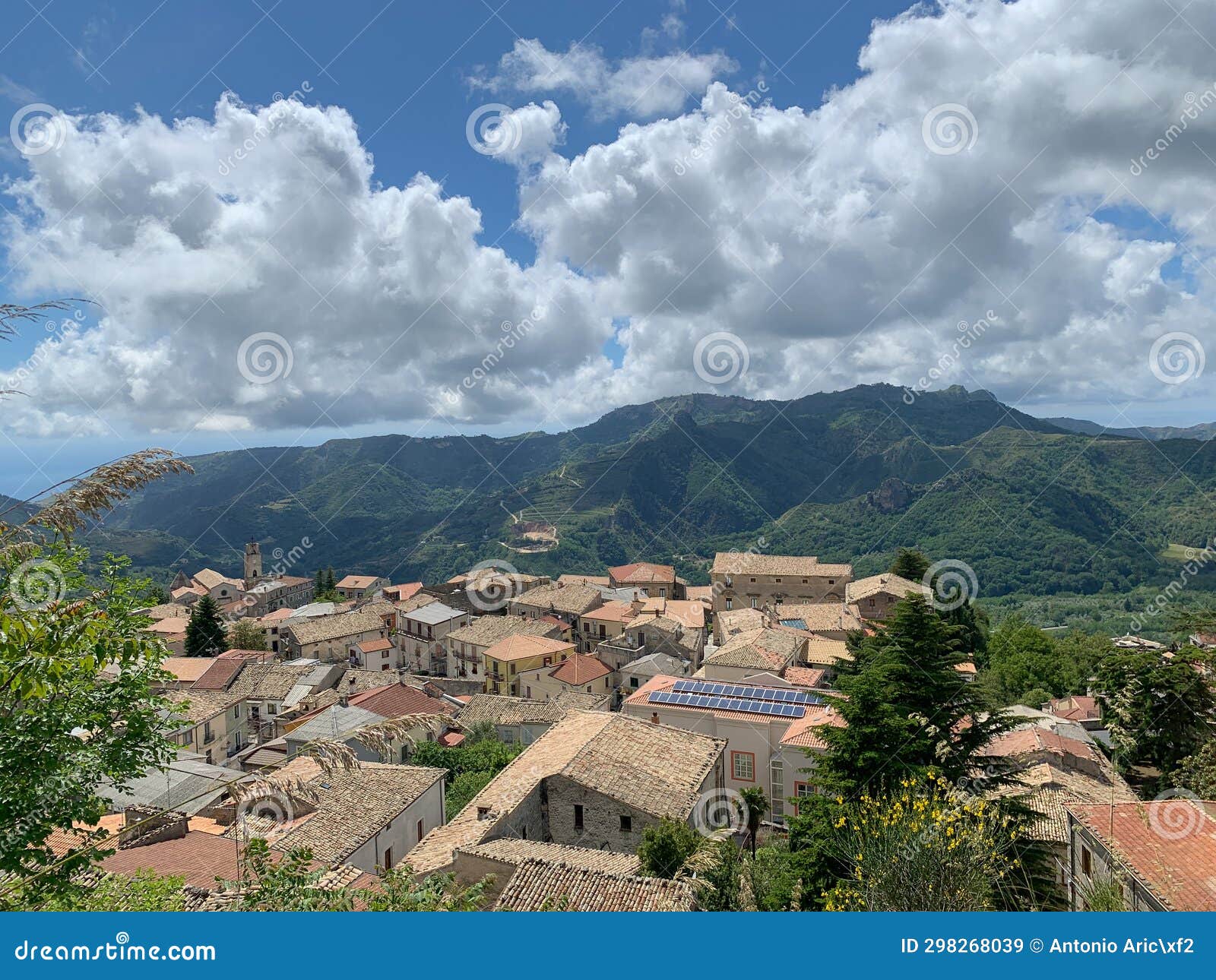 panoramic view of the village of aiello calabro
