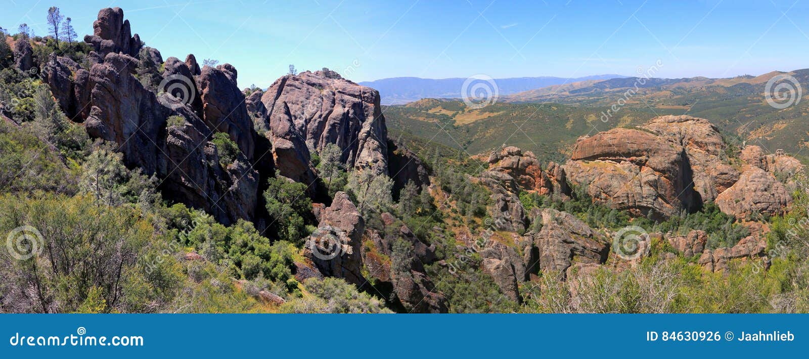 pinnacles national park, landscape panorama from high peaks trail, california, usa