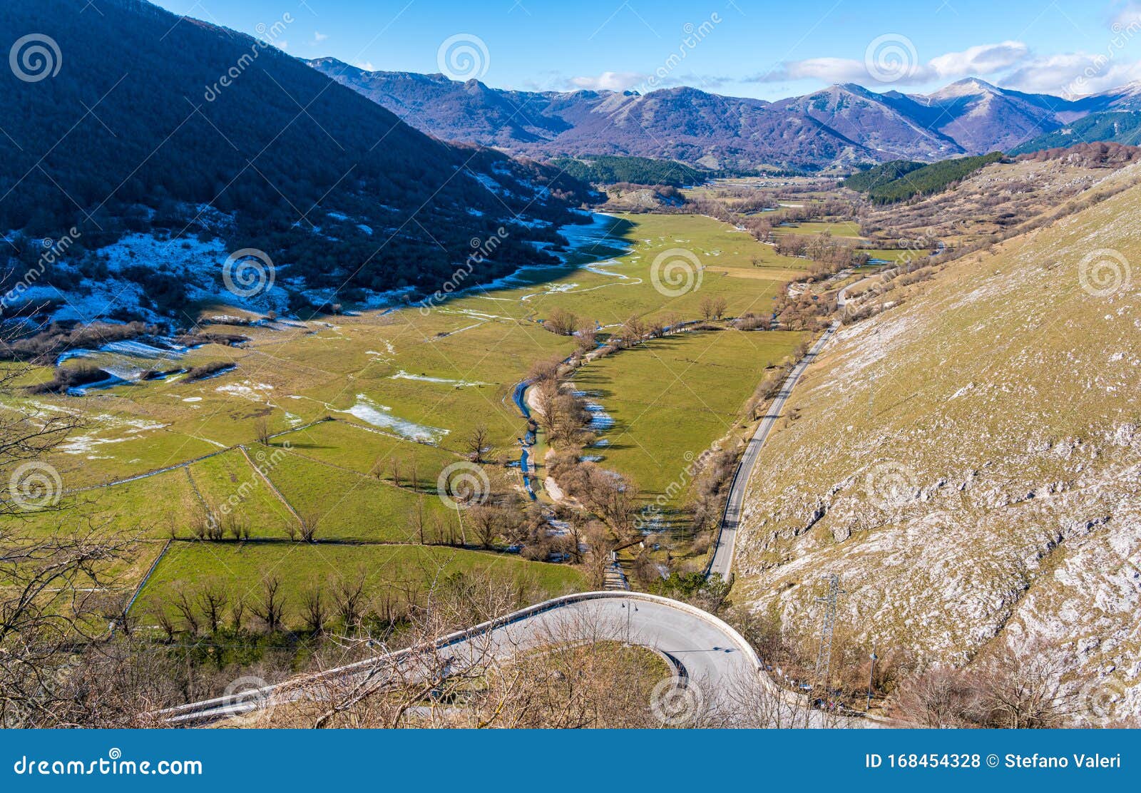panoramic winter sight from opi, beautiful village in the abruzzo region of italy.