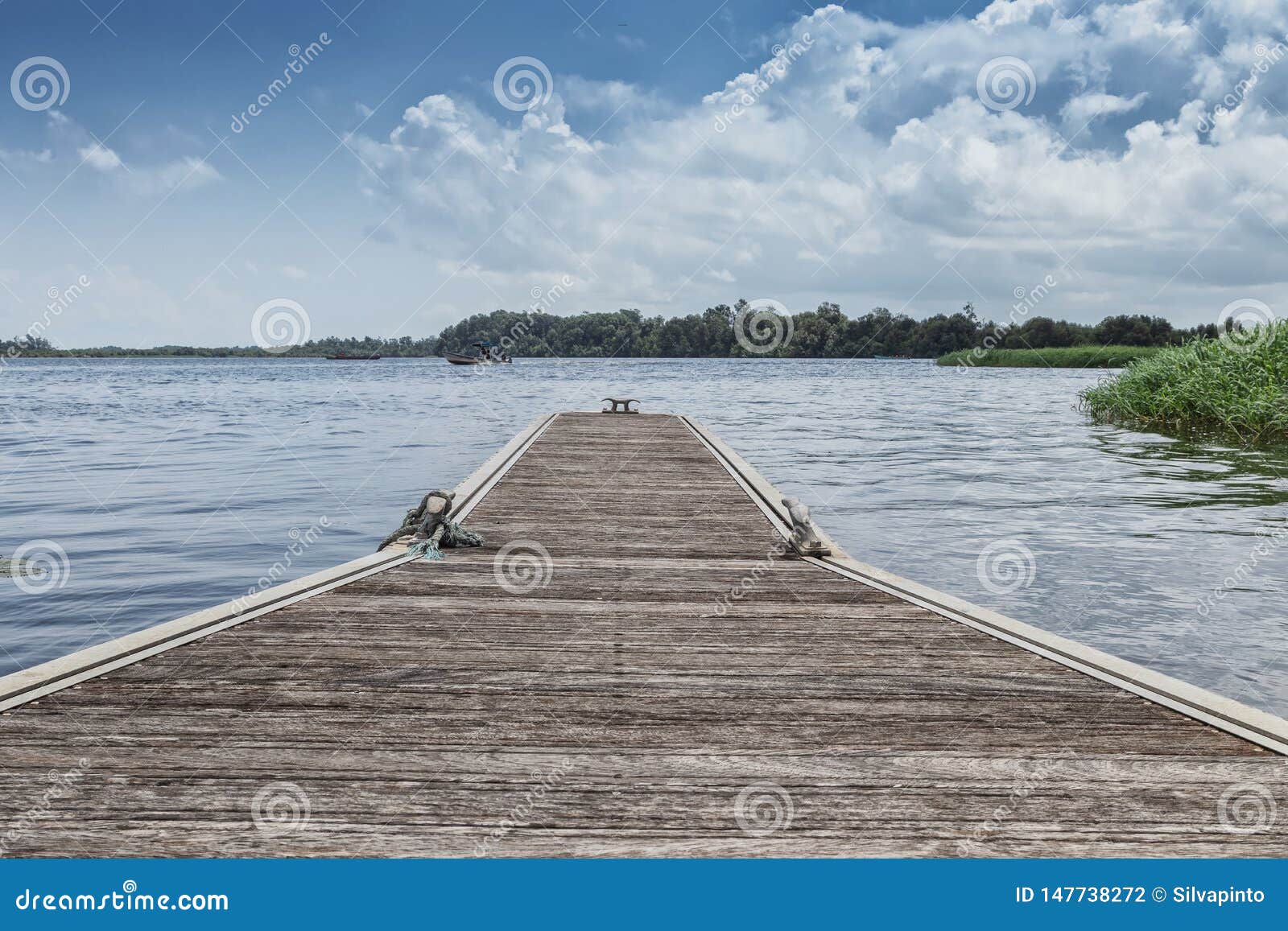 panoramica of the rio zaire in soyo with pontoon for boats. angola