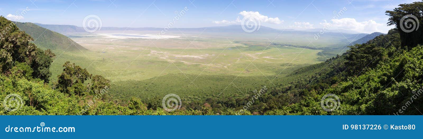 panoramiv view of volcanic crater of ngorongoro, tanzania, africa.