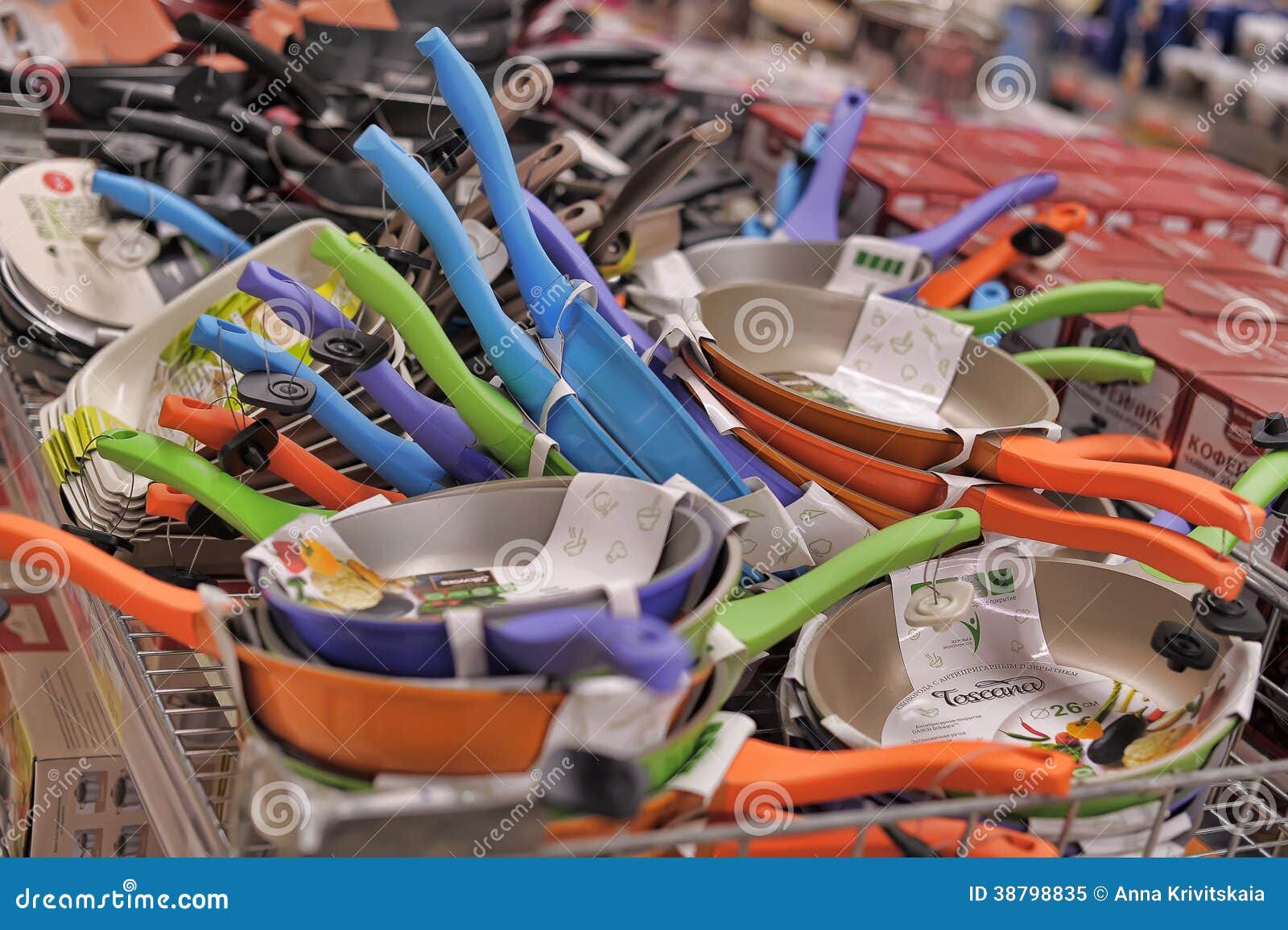 Pans in a supermarket editorial image. Image of shopping 38798835