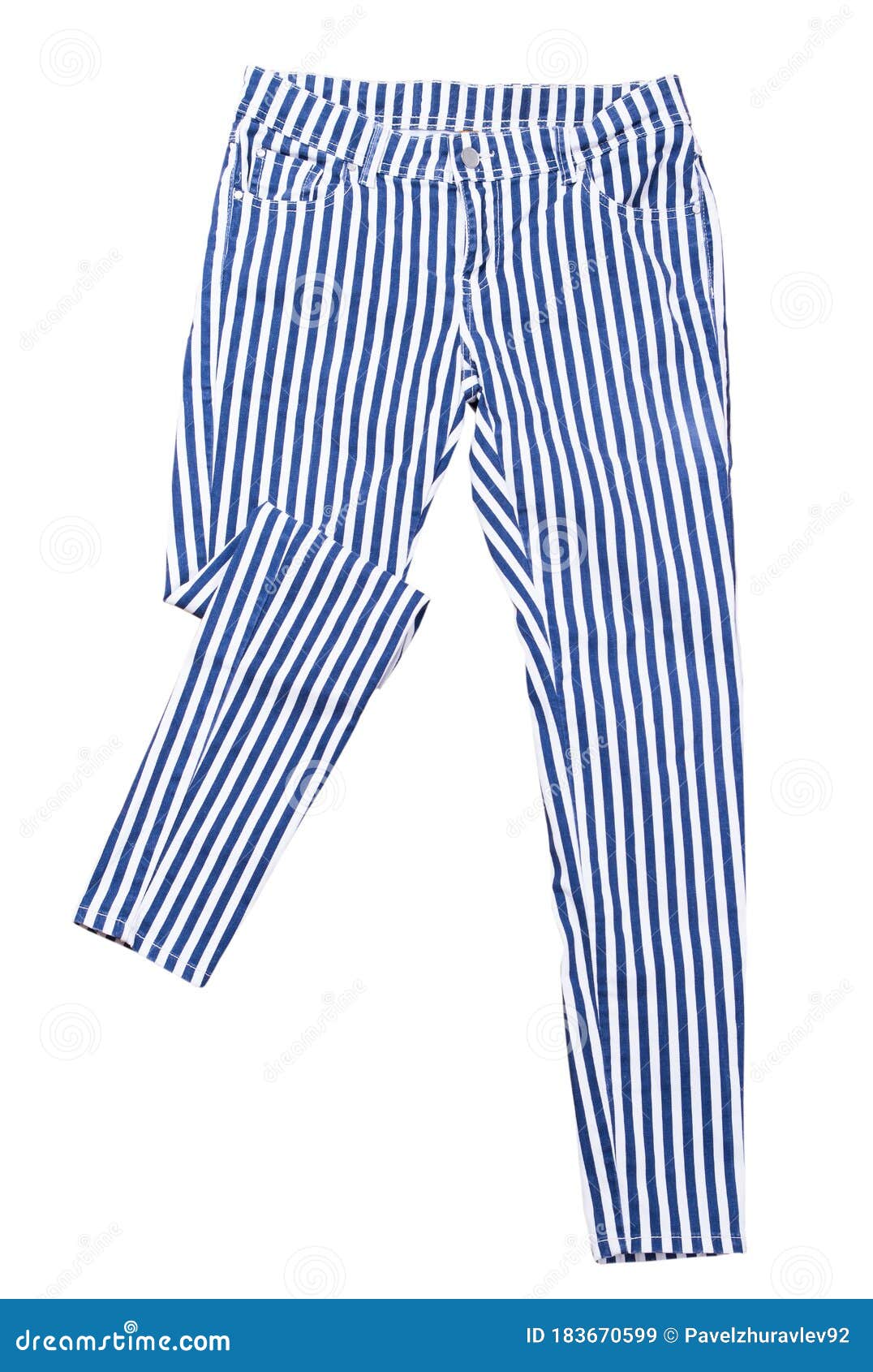 Pantalones Aislados En Pantalones De Rayas Blancas Arriba Pantalones Blancos Con Aislamiento Azul Y Imagen de archivo - Imagen de aislamiento, ropa: 183670599