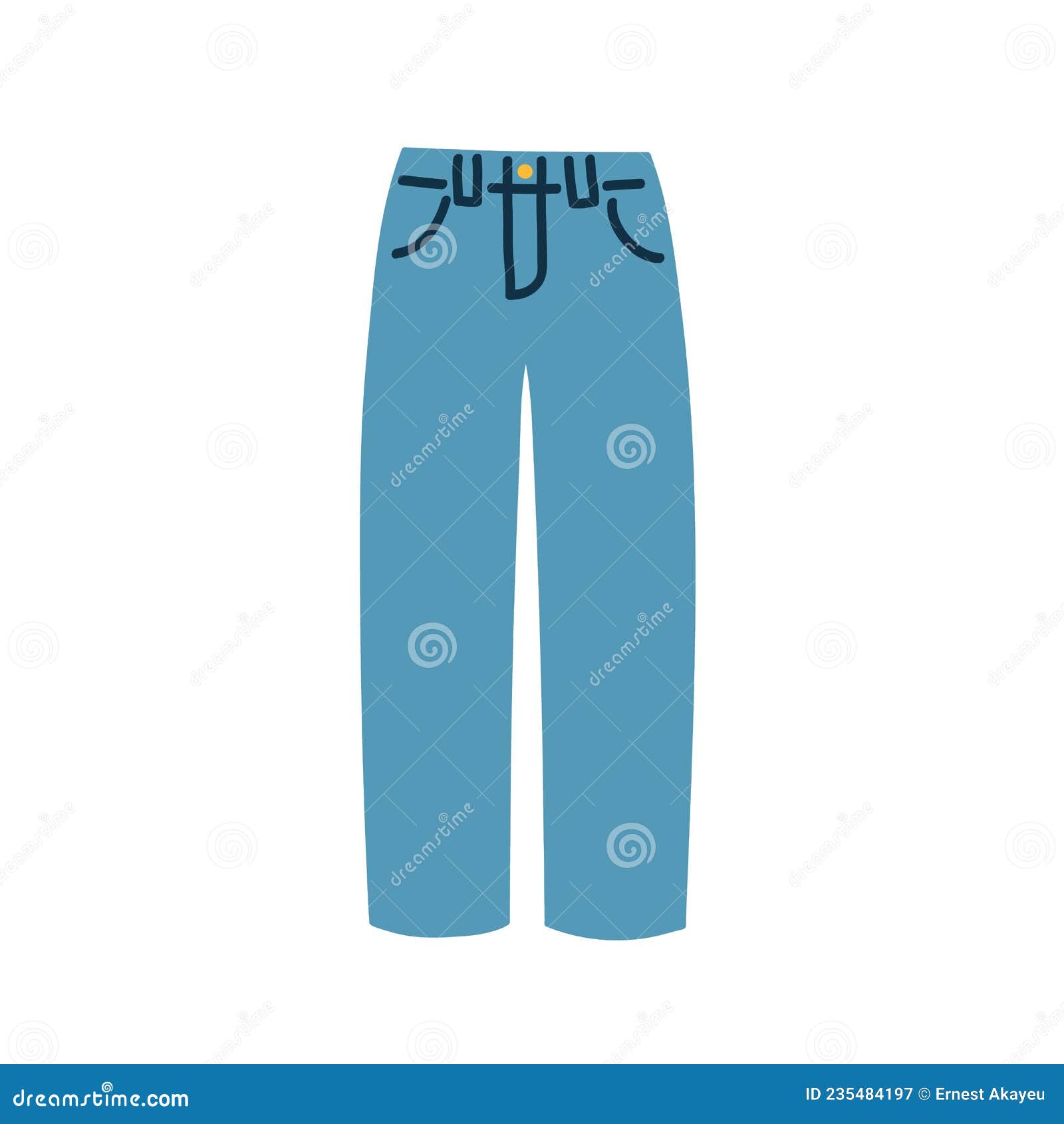 Pantalones Vaqueros De Moda. Pantalones Modernos De Denim. Ropa De Algodón.  Ropa Casual De Mujeres Con Botón Y Bolsillos. De Moda Ilustración del  Vector - Ilustración de moderno, fashionable: 235484197