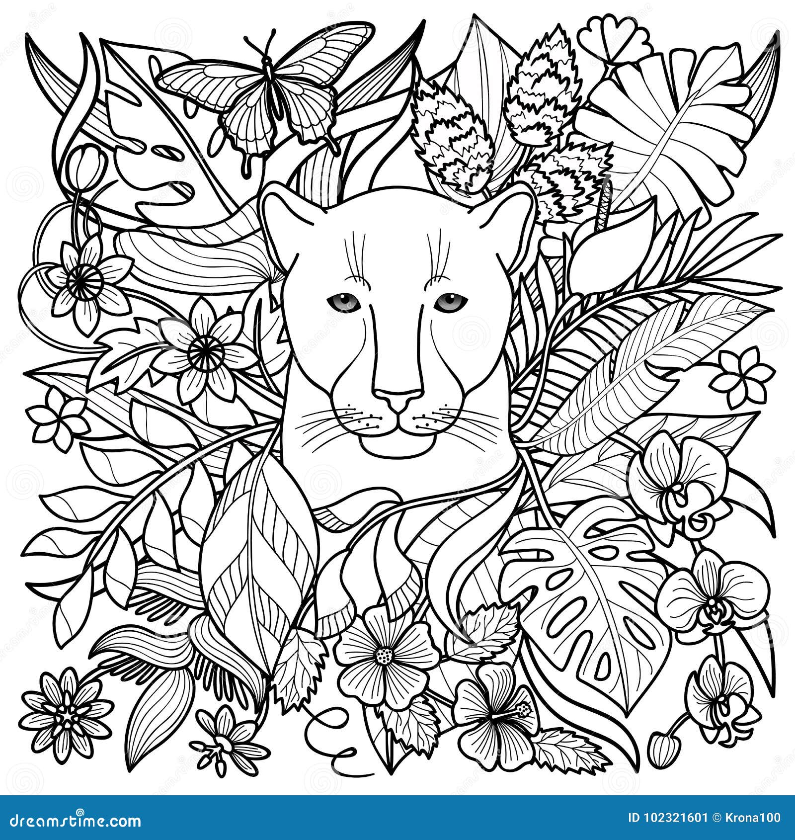 Panther Coloring Page stock vector. Illustration of black - 102321601