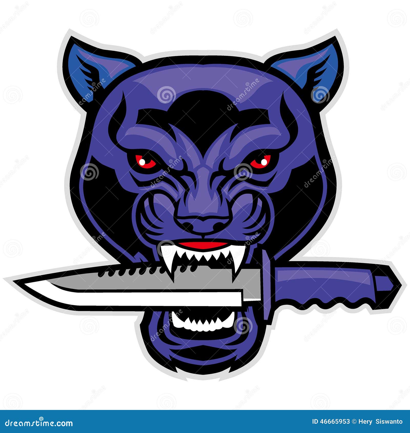 panther head bite a military blade