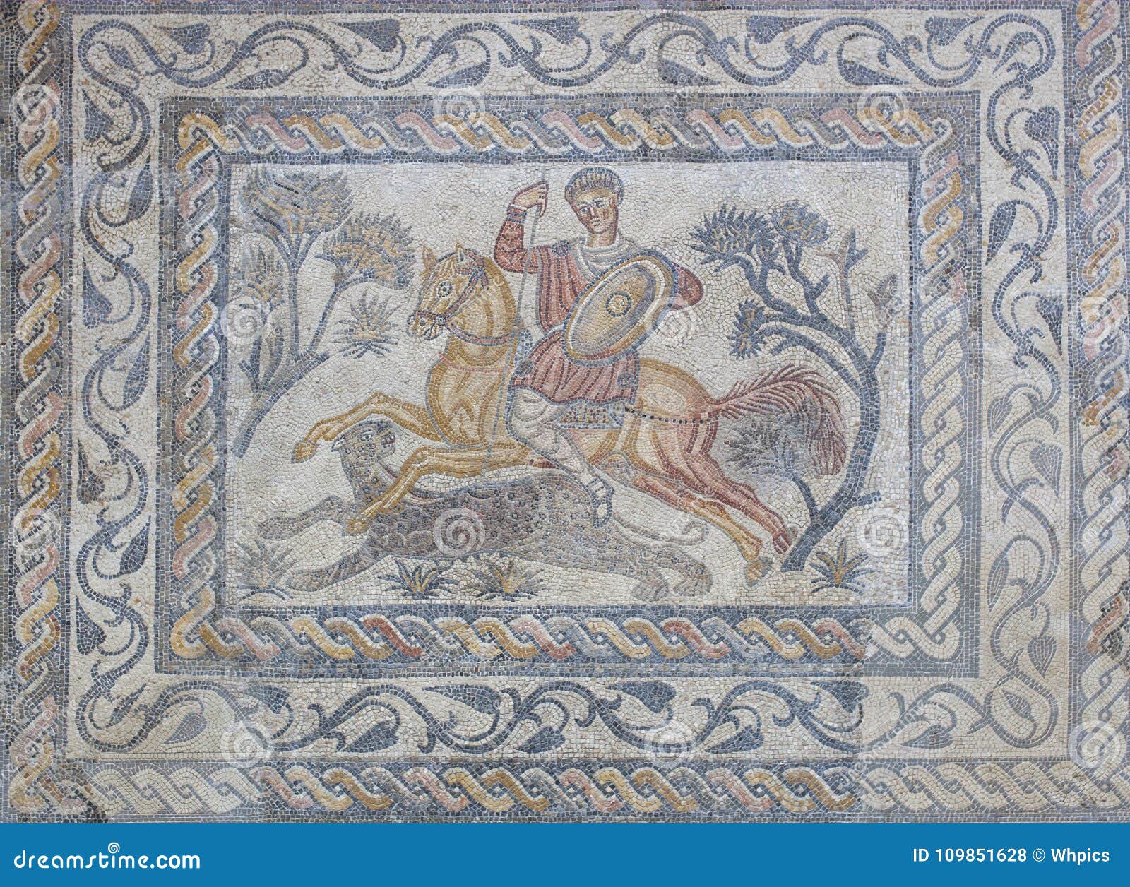 panther hunter roman mosaic or venatio