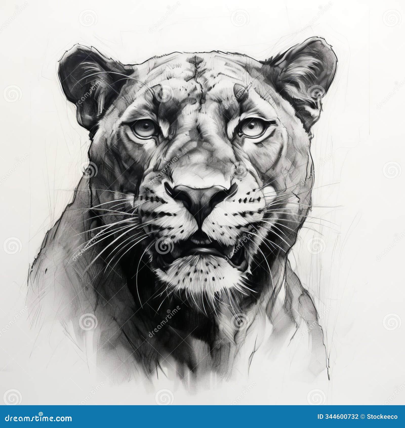 rough pencil sketch of a majestic black panther