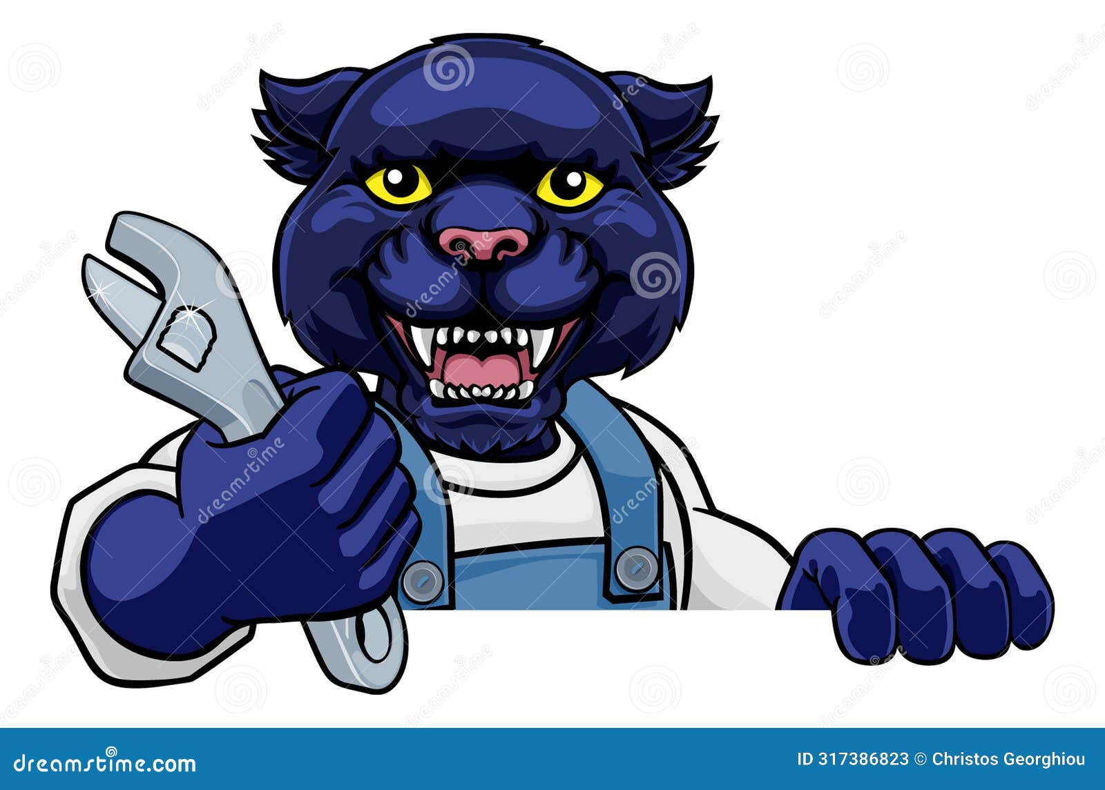 panther plumber or mechanic holding spanner