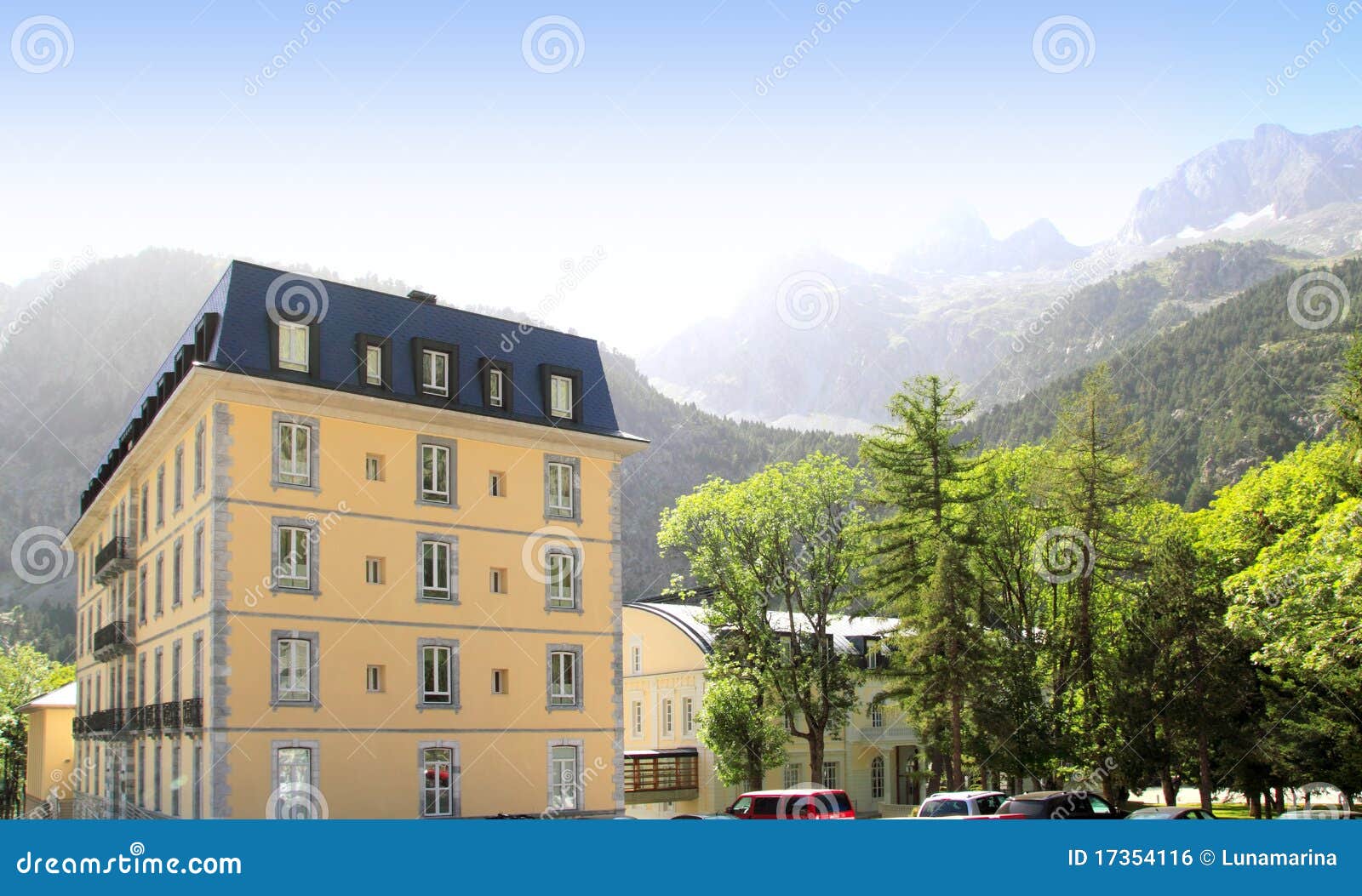 panticosa balneary landscape and buildings
