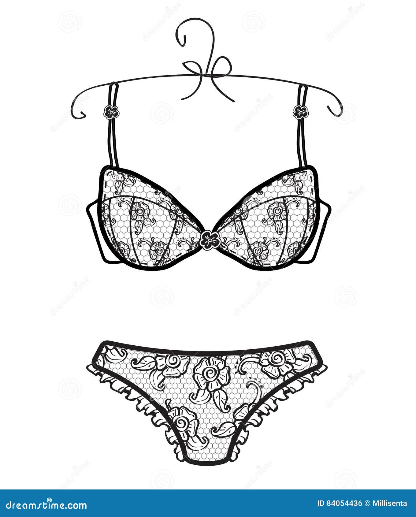 Panties and Bra for Women Hand Drawn Lingerie Stock Vector ...