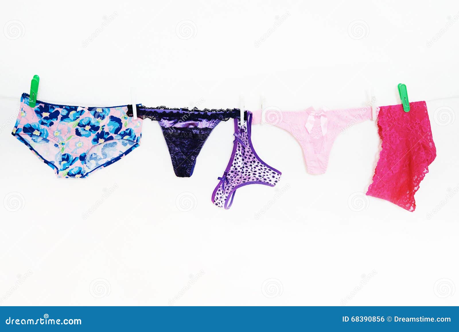 Panties on clothesline stock photo. Image of pink, pantyhose 68390856