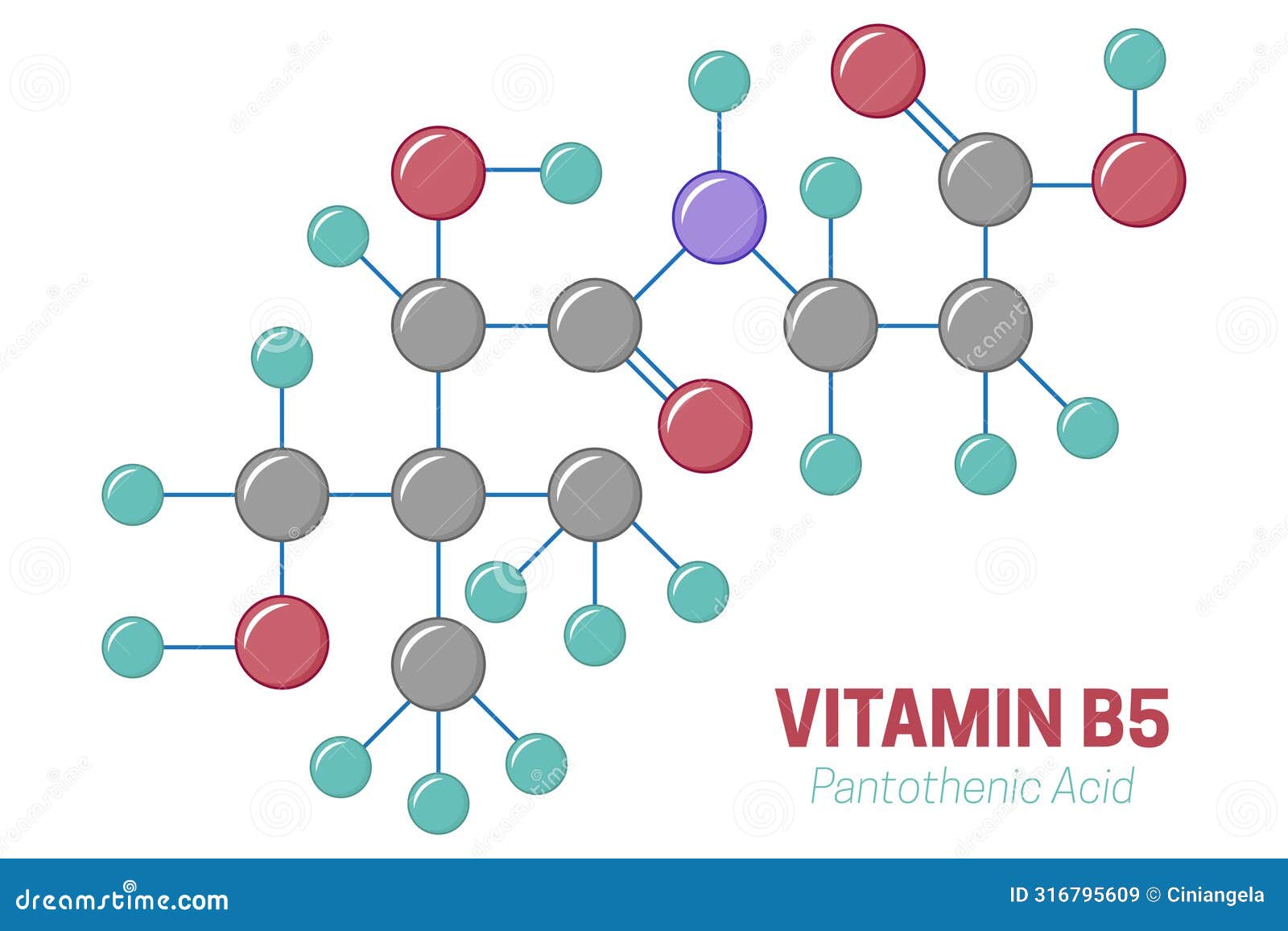 Pantothenic Acid Vitamin B5 Molecule Structure Illustration Stock