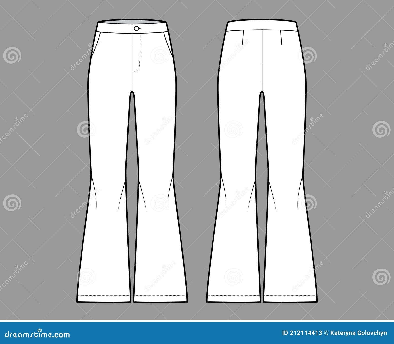 Pants Bell-bottom Technical Fashion Illustration with Normal Waist ...