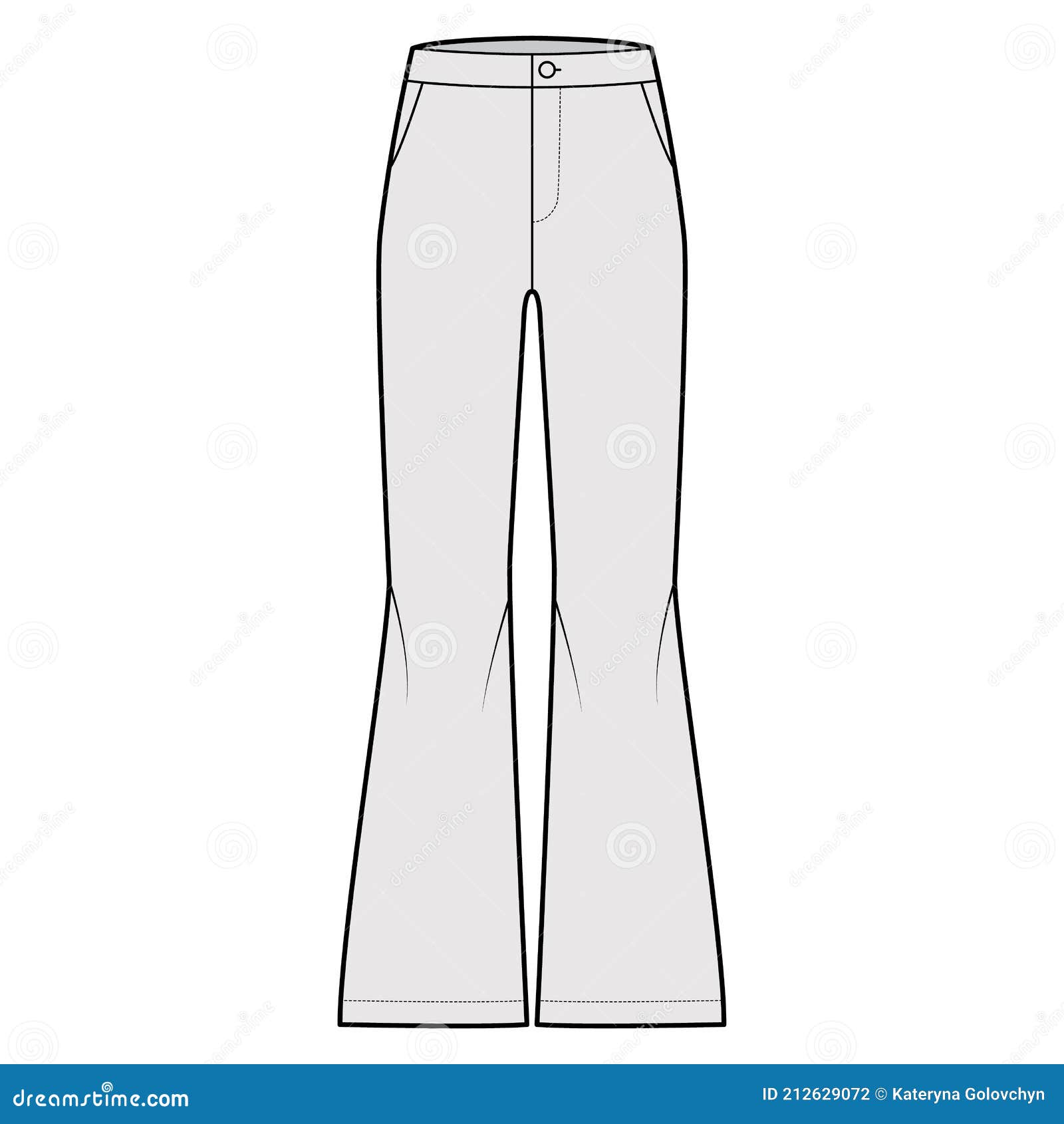 Pants Bell-bottom Technical Fashion Illustration with Normal Waist ...