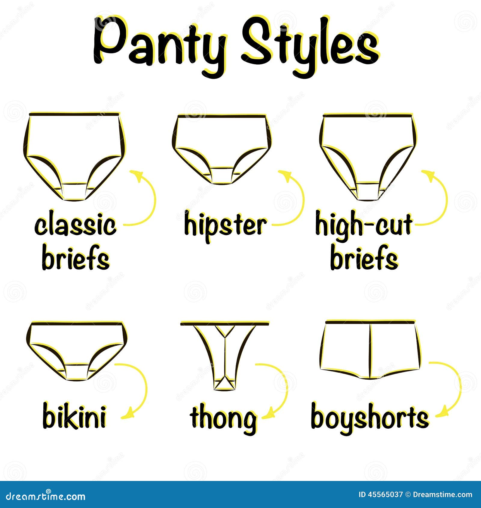 Panty styles stock vector. Illustration of underwear - 45565037