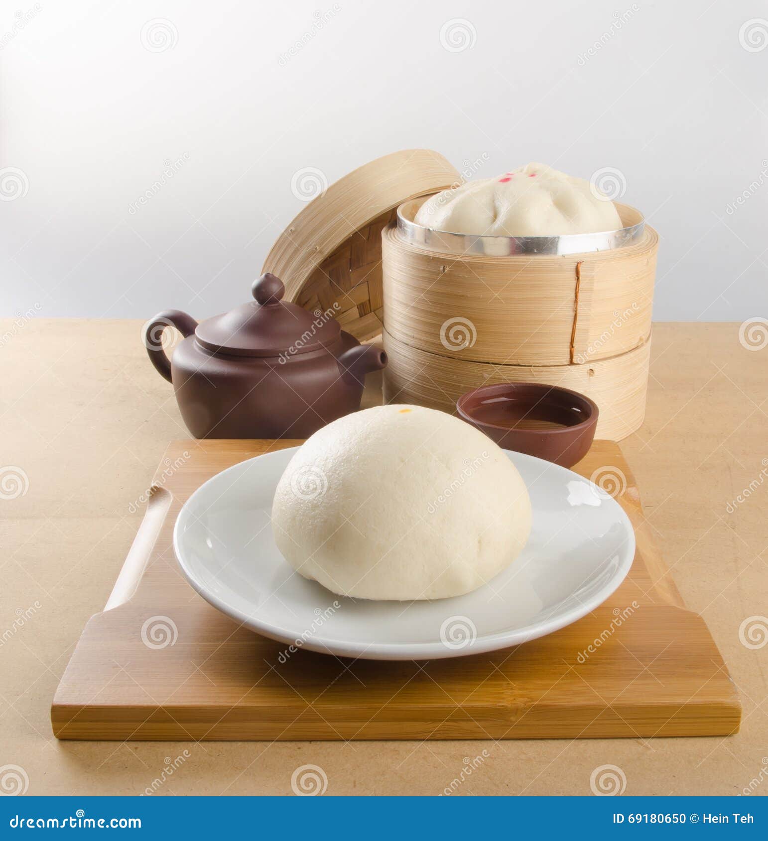 Pao or Dim Sum with Chinese Tea on Background. Stock Photo Image of