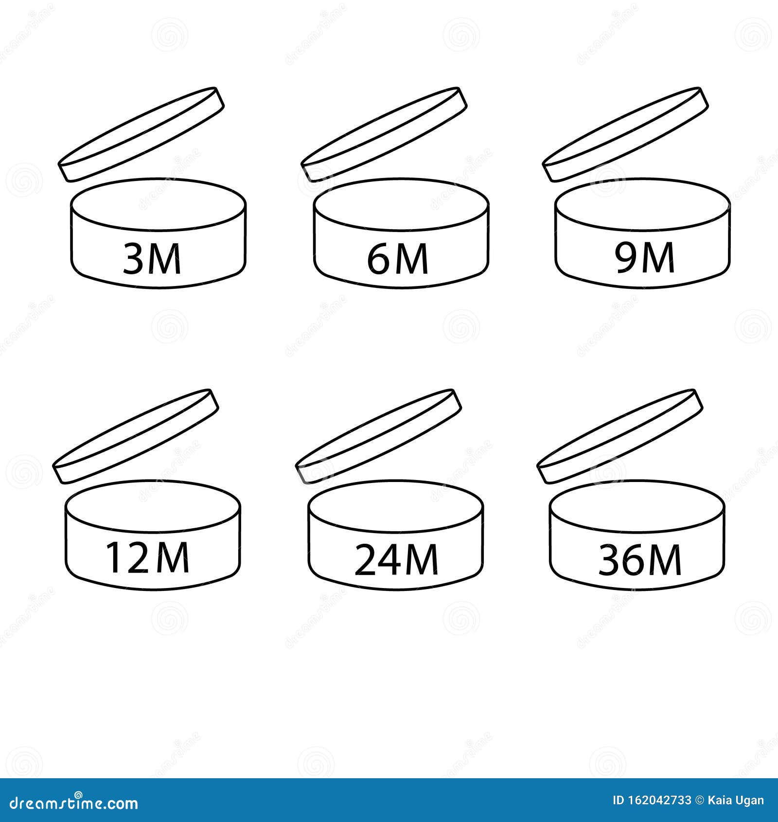 pao icons of cosmetic open month life shelf, expiration period months s set. package sign for label of product.