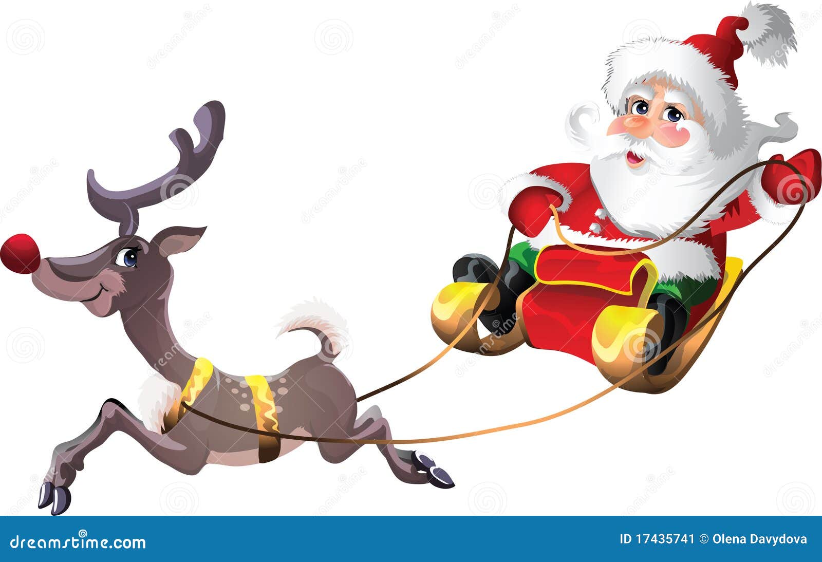 quemar recurso Llevar Papá Noel En Trineo Con Rudolph Ilustración del Vector - Ilustración de  rojo, santa: 17435741