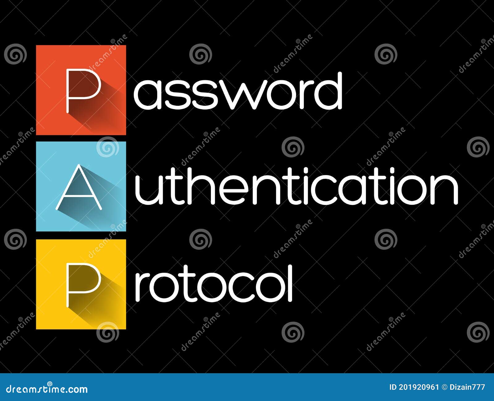 Pap password authentication protocol acronym stock illustration