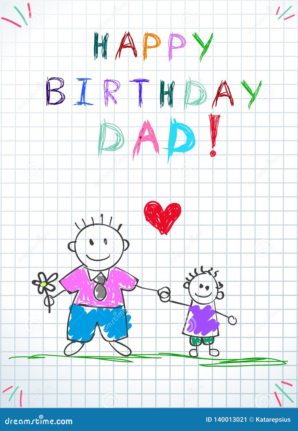 Joyeux Anniversaire Dessin Anniversaire Papa Papa De Joyeux Anniversaire Badine L'illustration Tirée Par La Main Illustration de Vecteur - Illustration du couleur, enfants: 140013021
