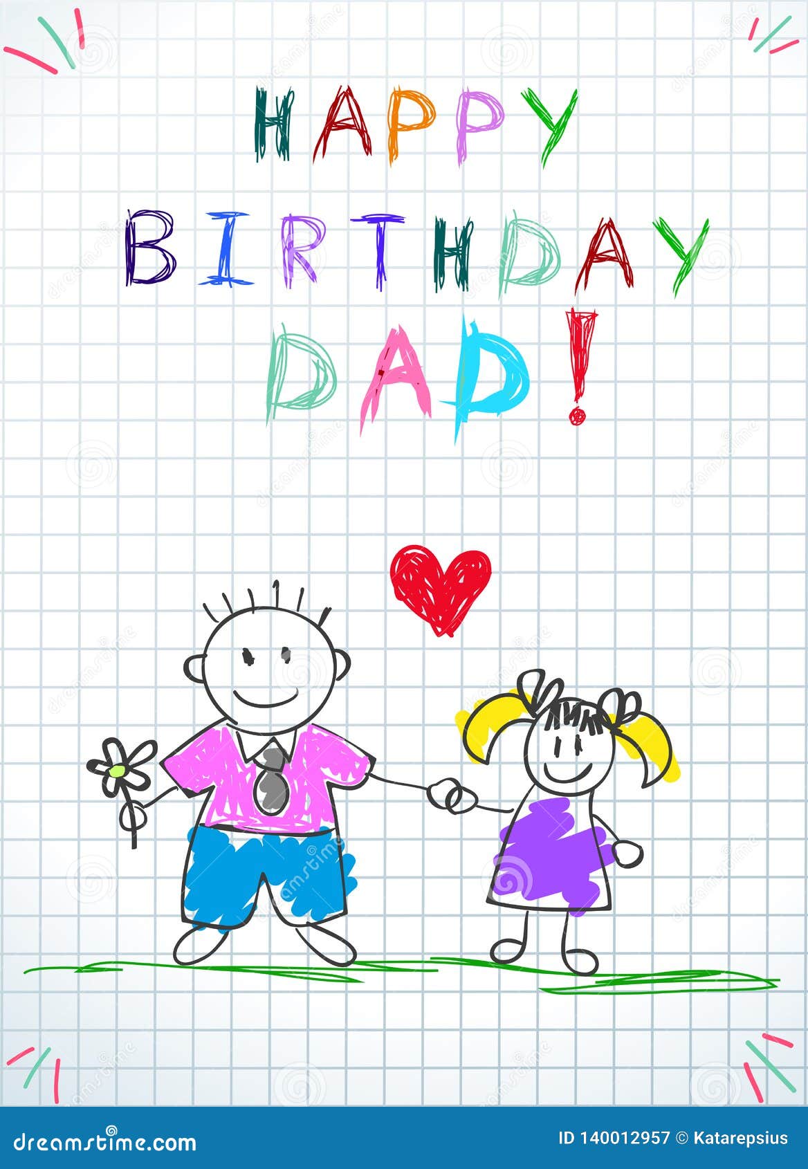Papa De Joyeux Anniversaire Illustration Tiree Par La Main D Enfants Illustration De Vecteur Illustration Du Bureau Colore