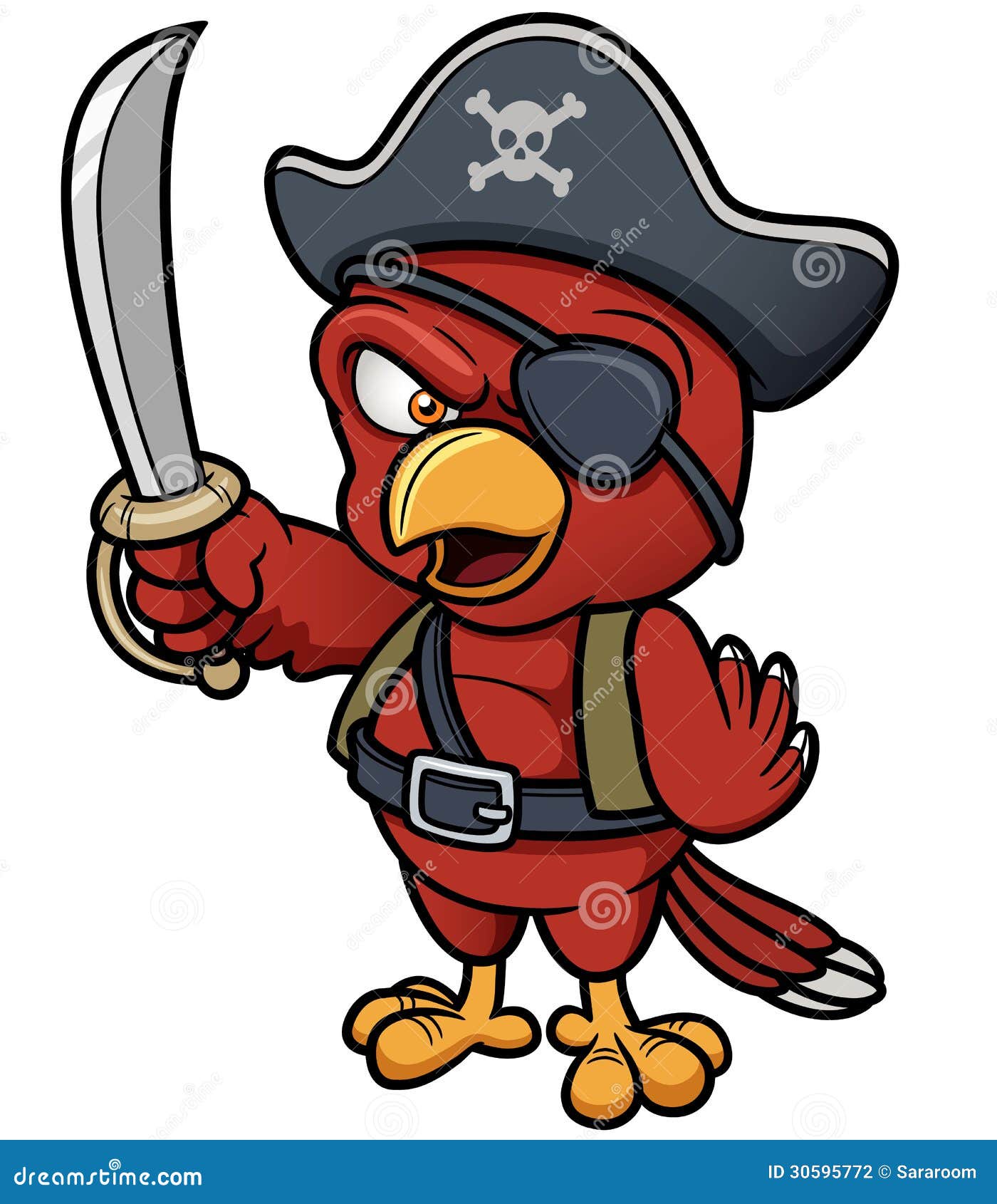 Papagaio em um chapéu de pirata e pala de olho. Desenhos animados  ilustração para aplicativos móveis de jogos . imagem vetorial de filkusto©  140225108