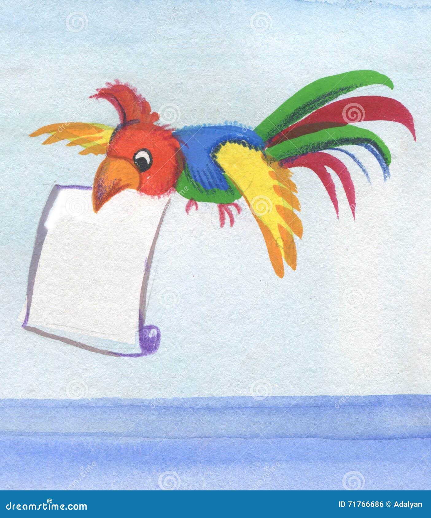 Papagei Mit Einem Buchstaben Stock Abbildung - Illustration von papagei