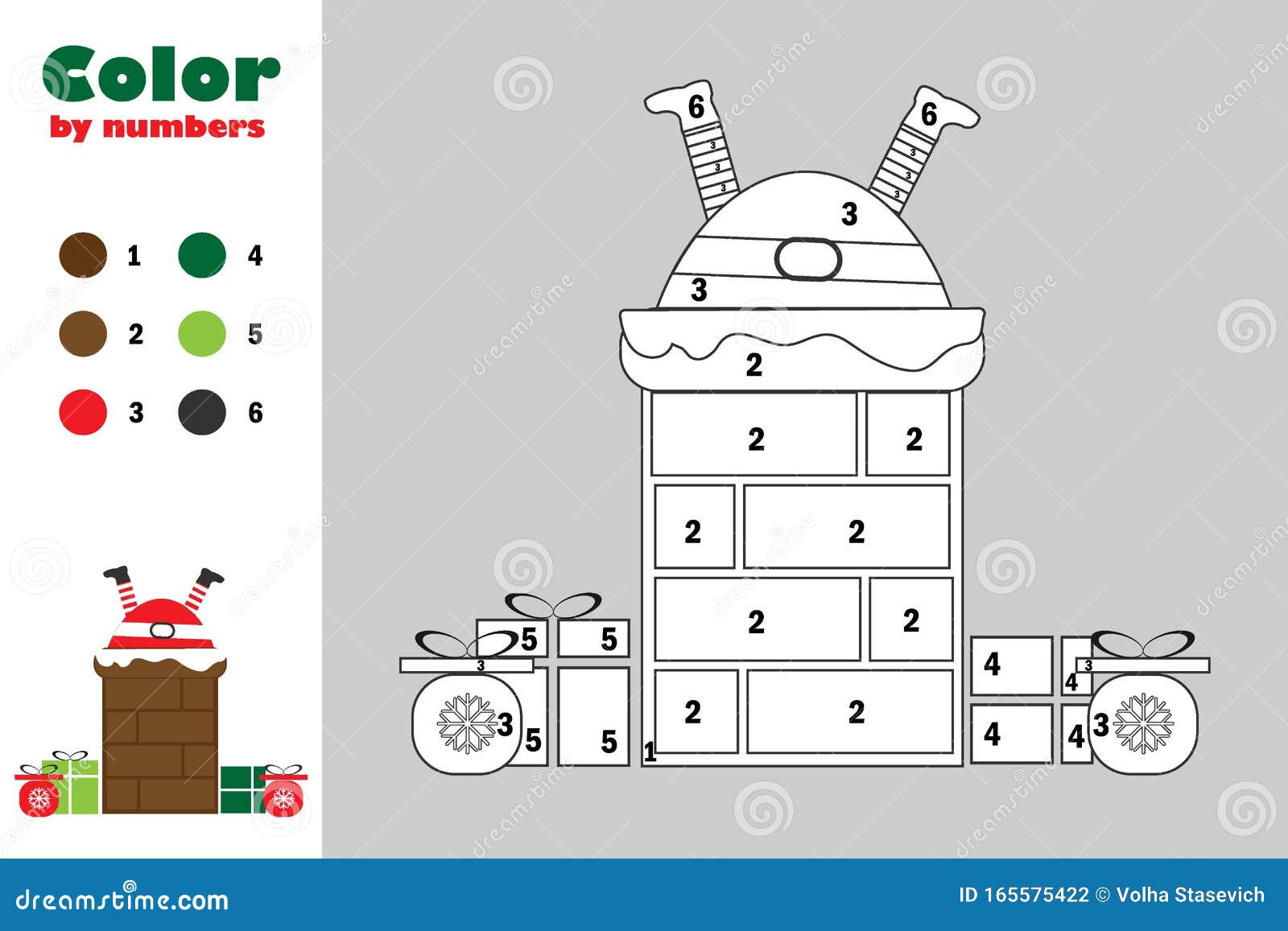 Jogo de colorir número para crianças natal jogo de crianças papai noel