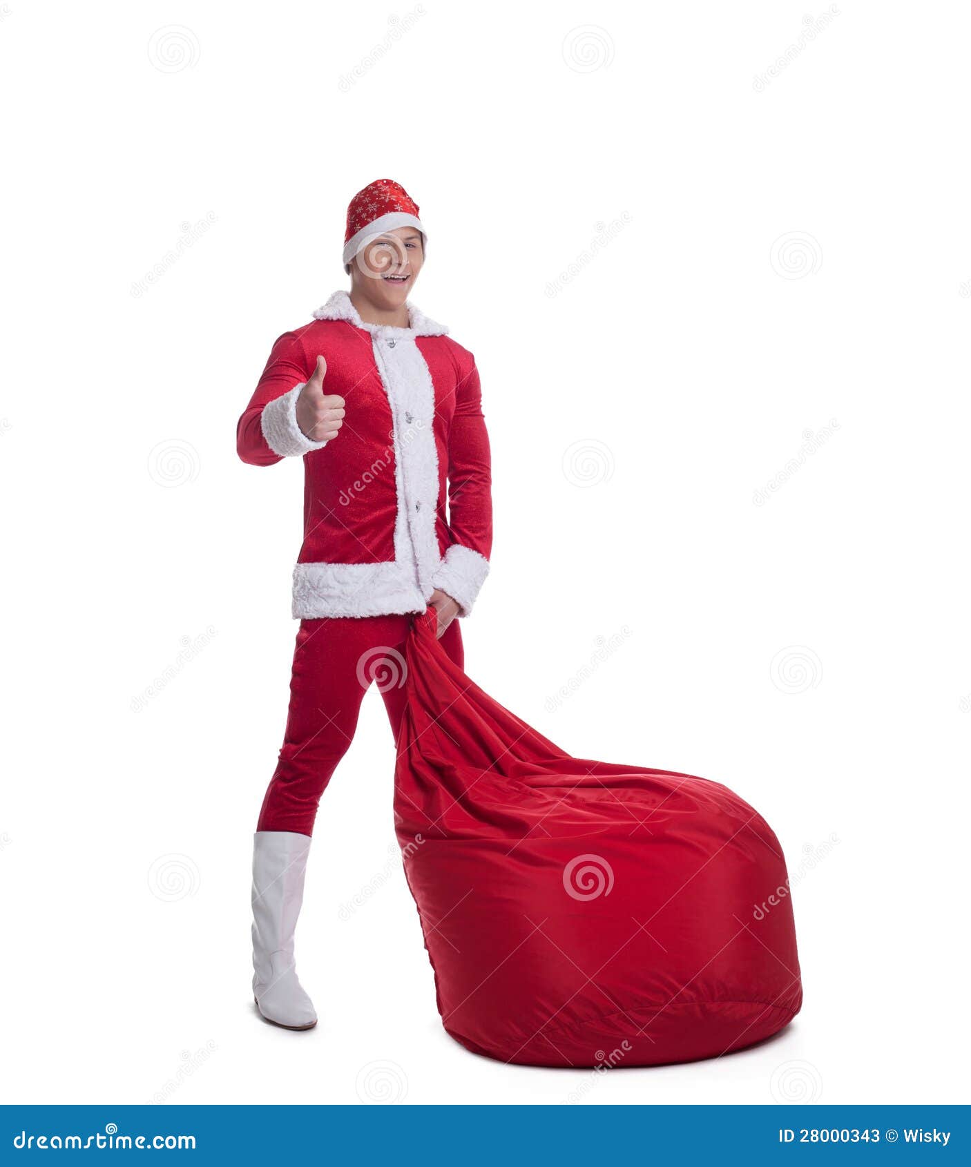 Papai Noel Novo Feliz Com O Saco Vermelho Enorme Imagem de Stock - Imagem  de alegre, saco: 28000343