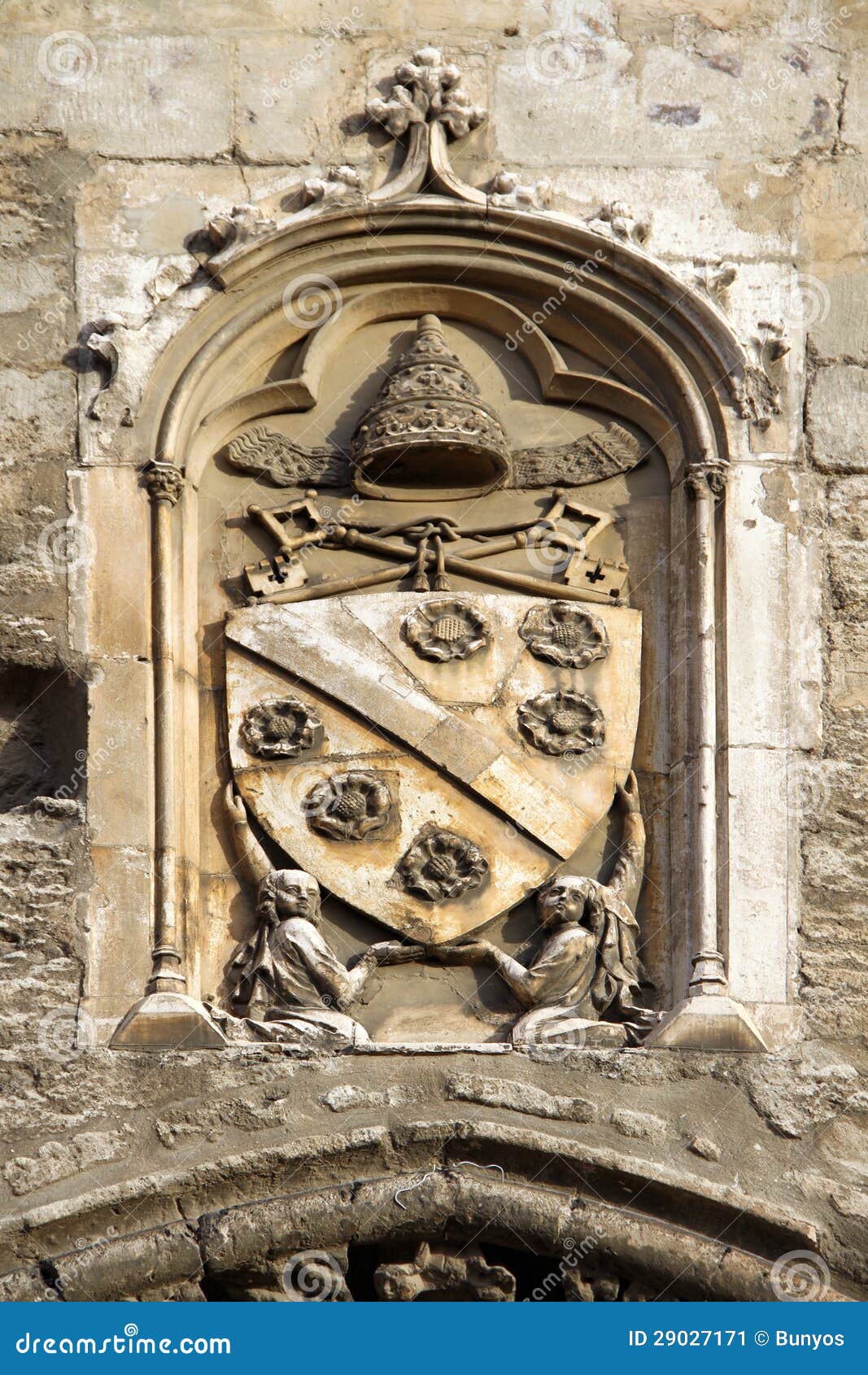 papal emblem at the popes palace, avignon, france