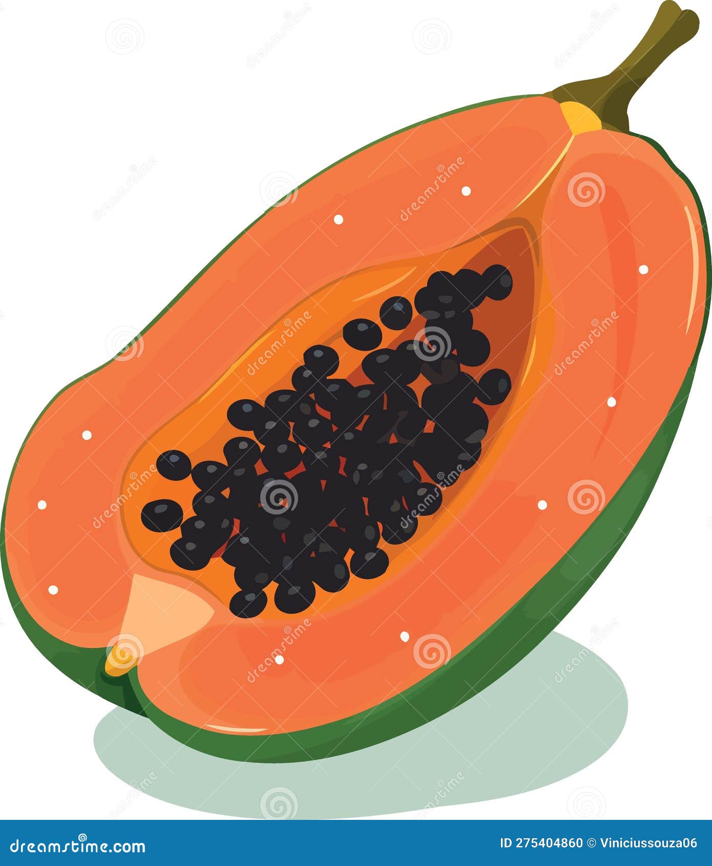 Papaya fruit cut in half stock vector. Illustration of isolated 275404860