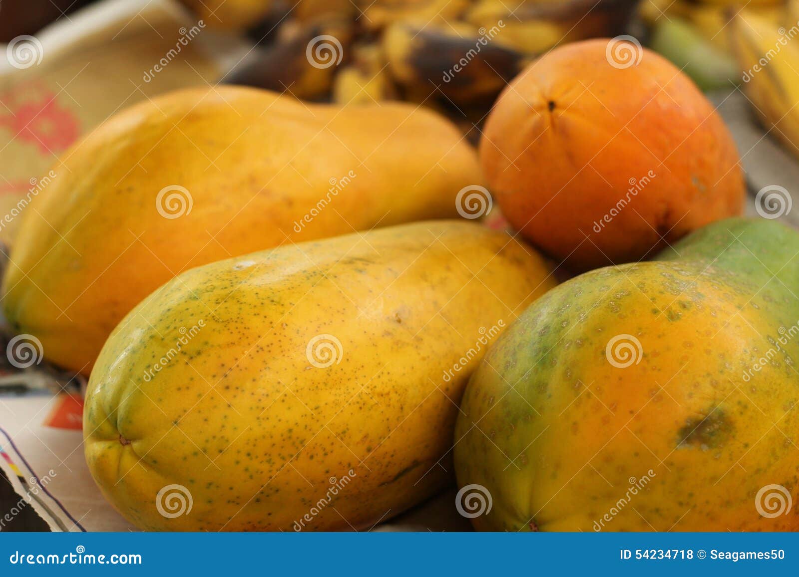 Papaya fruit in the market stock photo. Image of juicy 54234718