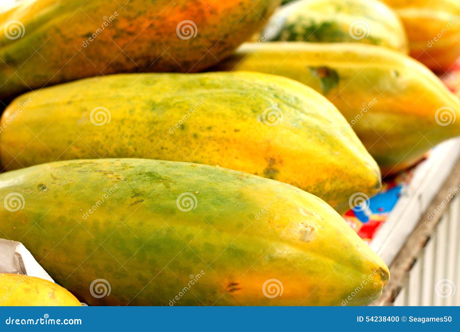 Papaya fruit in the market stock photo. Image of summer 54238400