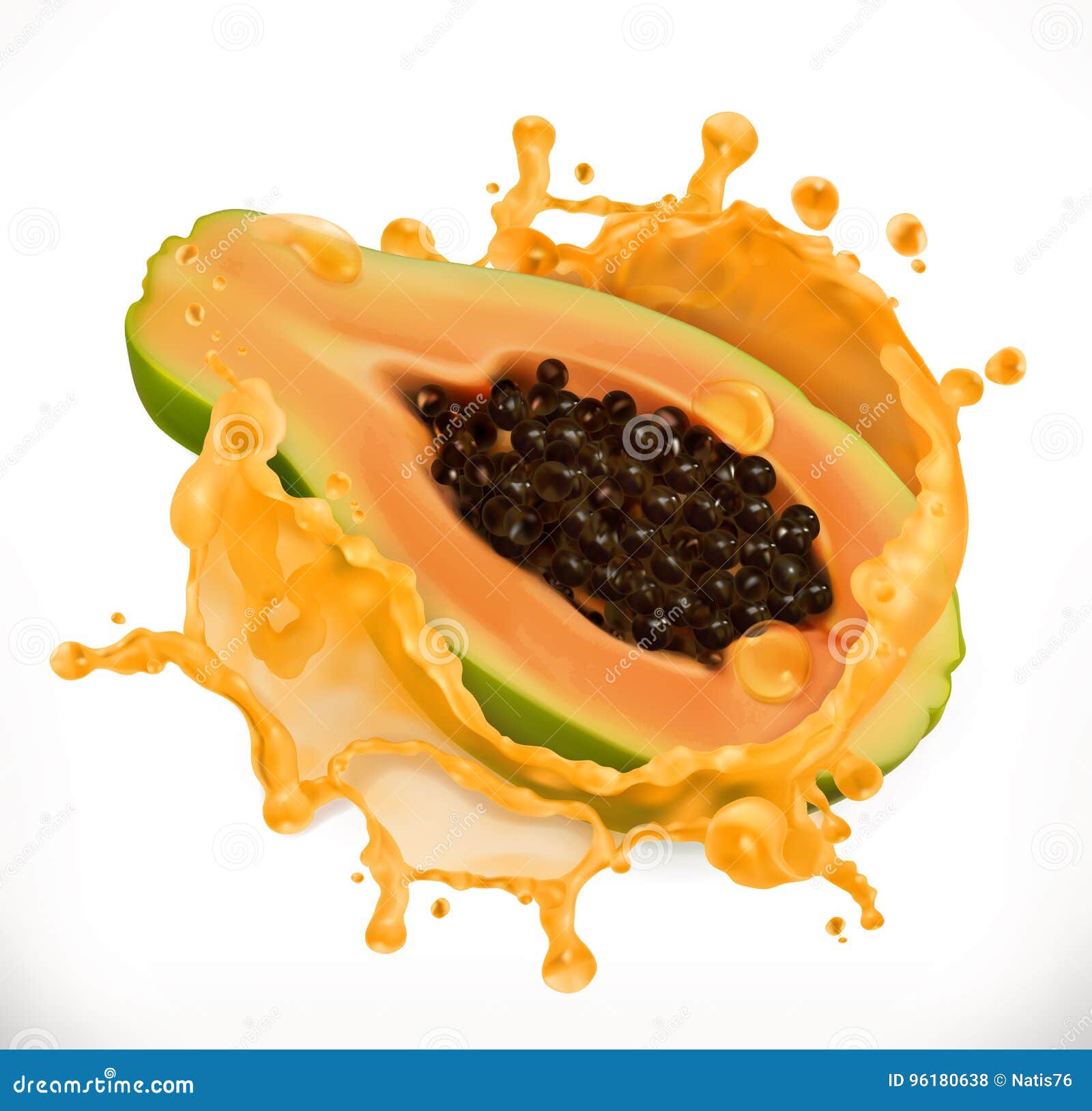 Papaya Juice. Fresh Fruit, Vector Icon Stock Vector Illustration of