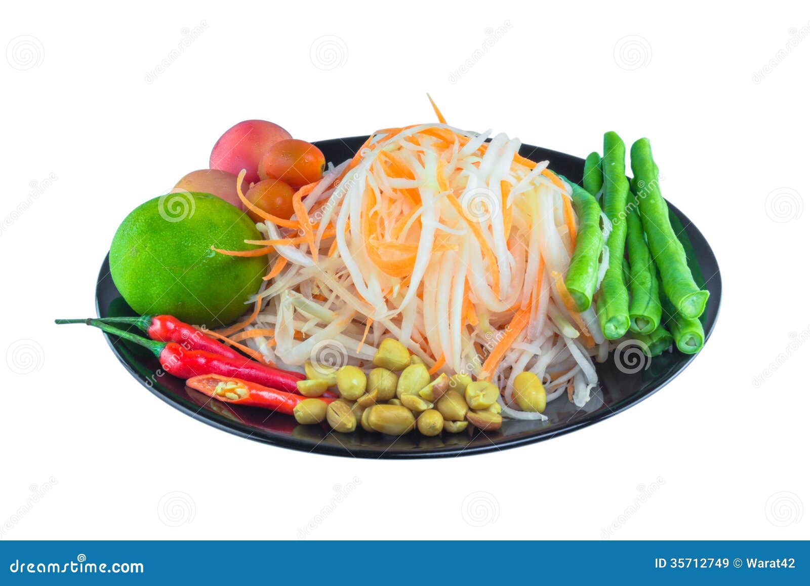 Papaya salad ingredients stock image. Image of salad 35712749