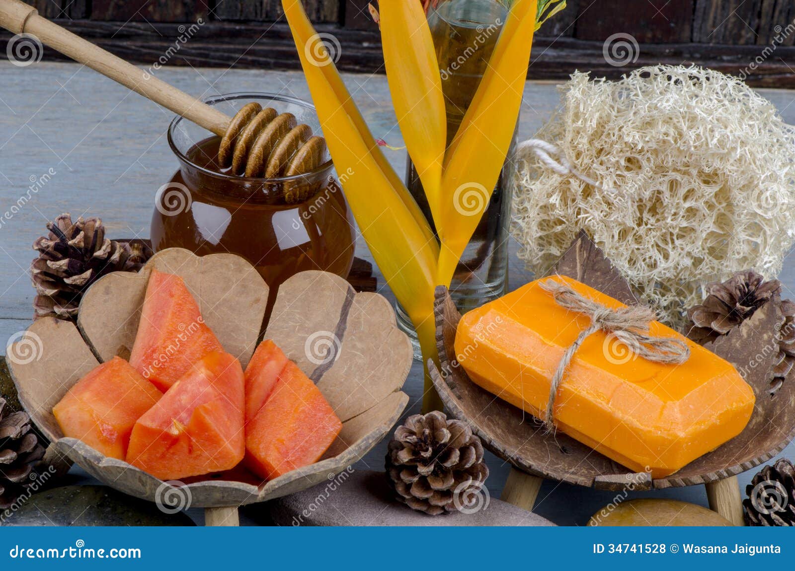Papaya soap stock photo. Image of pine, nature, skin 34741528