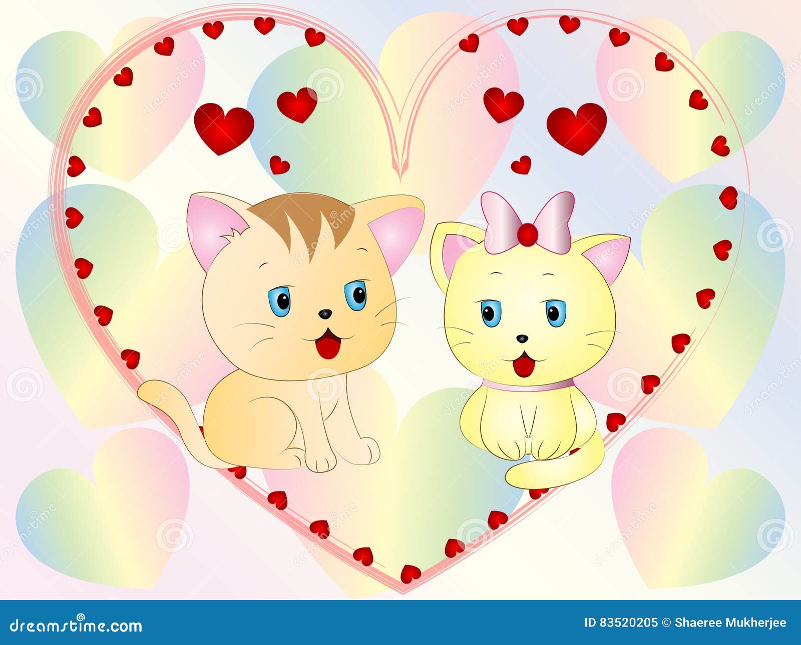 Papel De Parede Bonito Do Amor Dos Gatinhos Ilustracao Stock Ilustracao De Parede Bonito 83520205