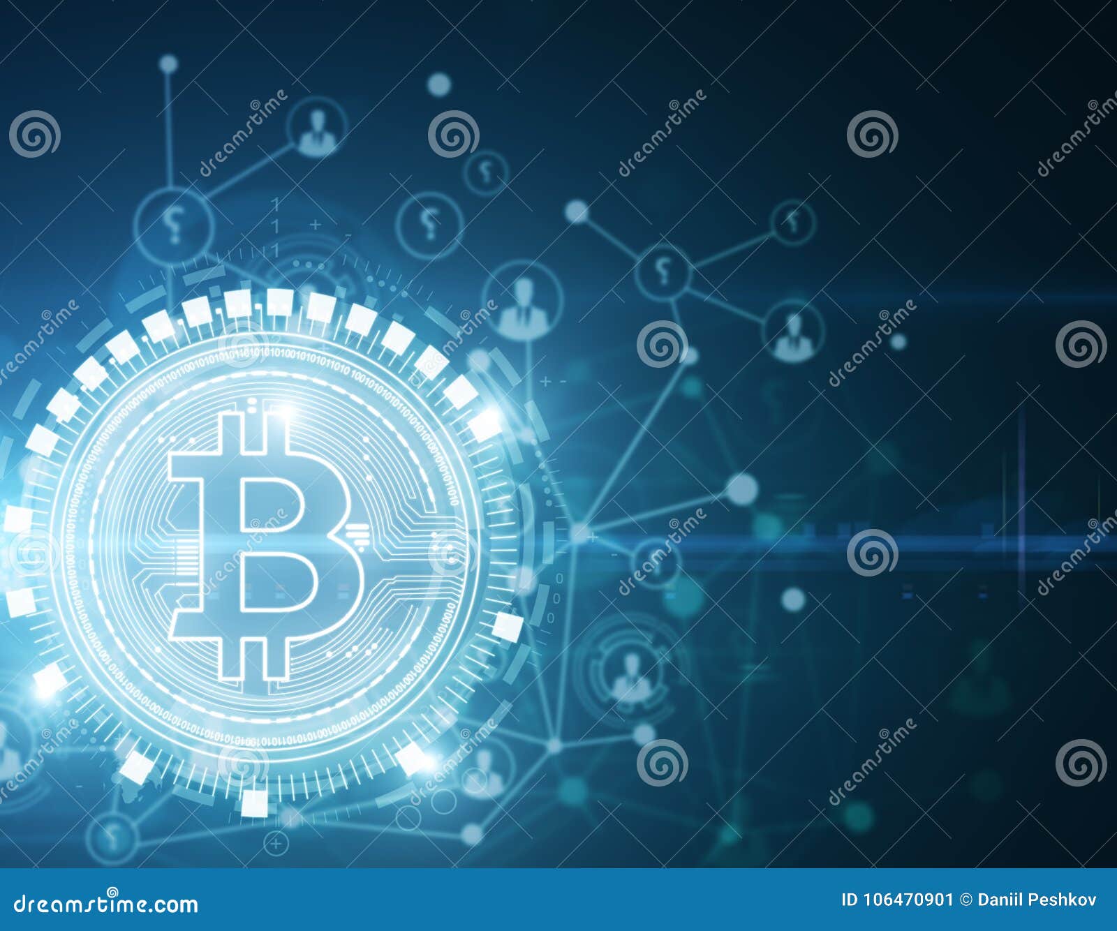 Papel De Parede Brilhante Com Bitcoin Ilustração Stock - Ilustração de  holograma, conceito: 106470901