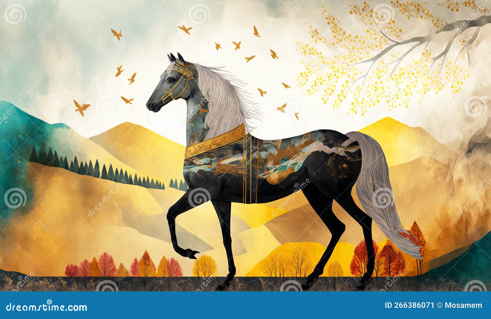 Quadro Decorativo 3D Cavalo Colorido Multicamada Em Madeira - Aimará Decor