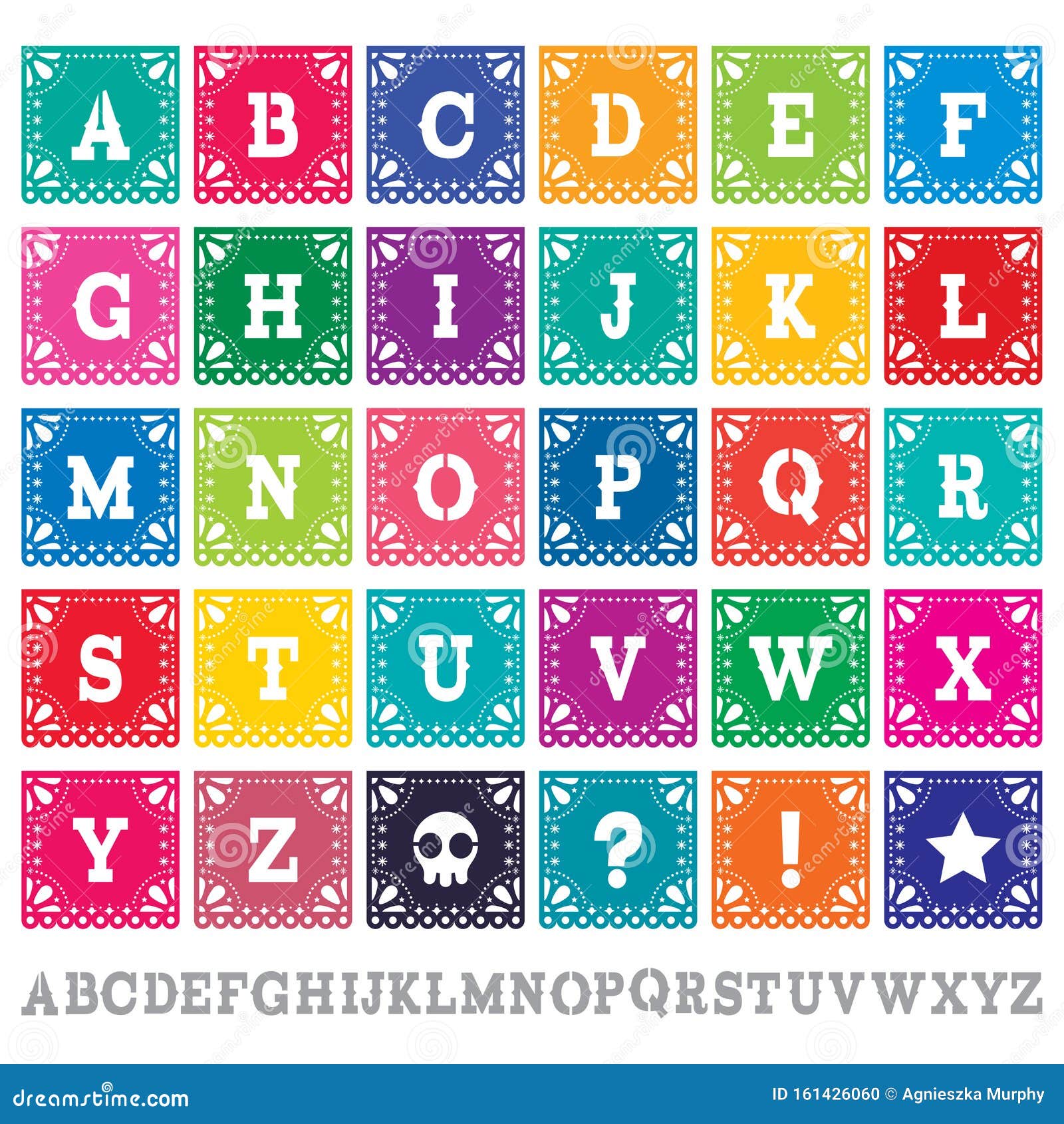 papel picado alphabet letters template  set - mexican paper  perfect party decoration