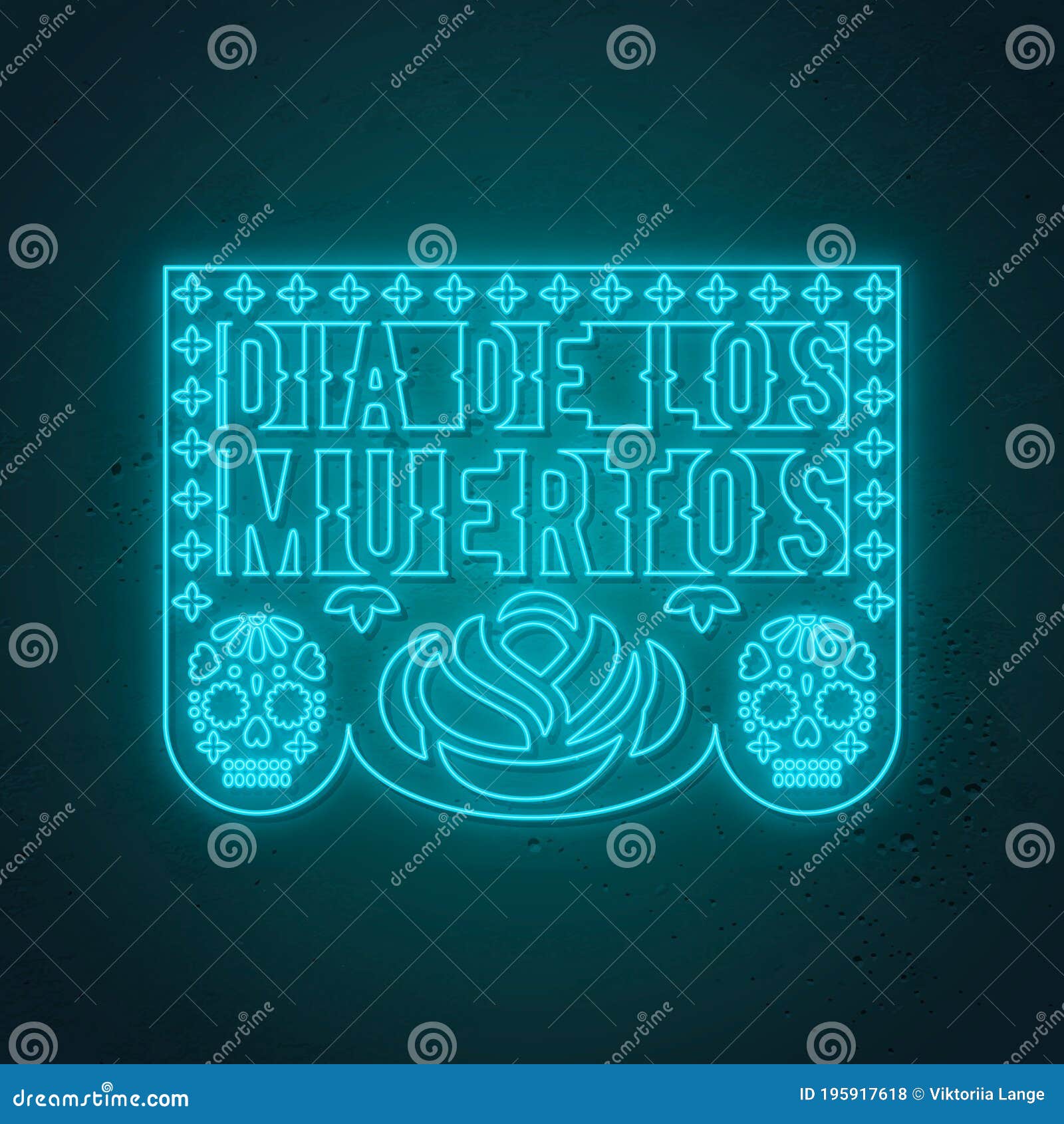 Papel Picado Card in Neon Style. Traditional Mexican Decoration for Dia De  Los Muertos. Stock Vector - Illustration of ornament, decoration: 195917618