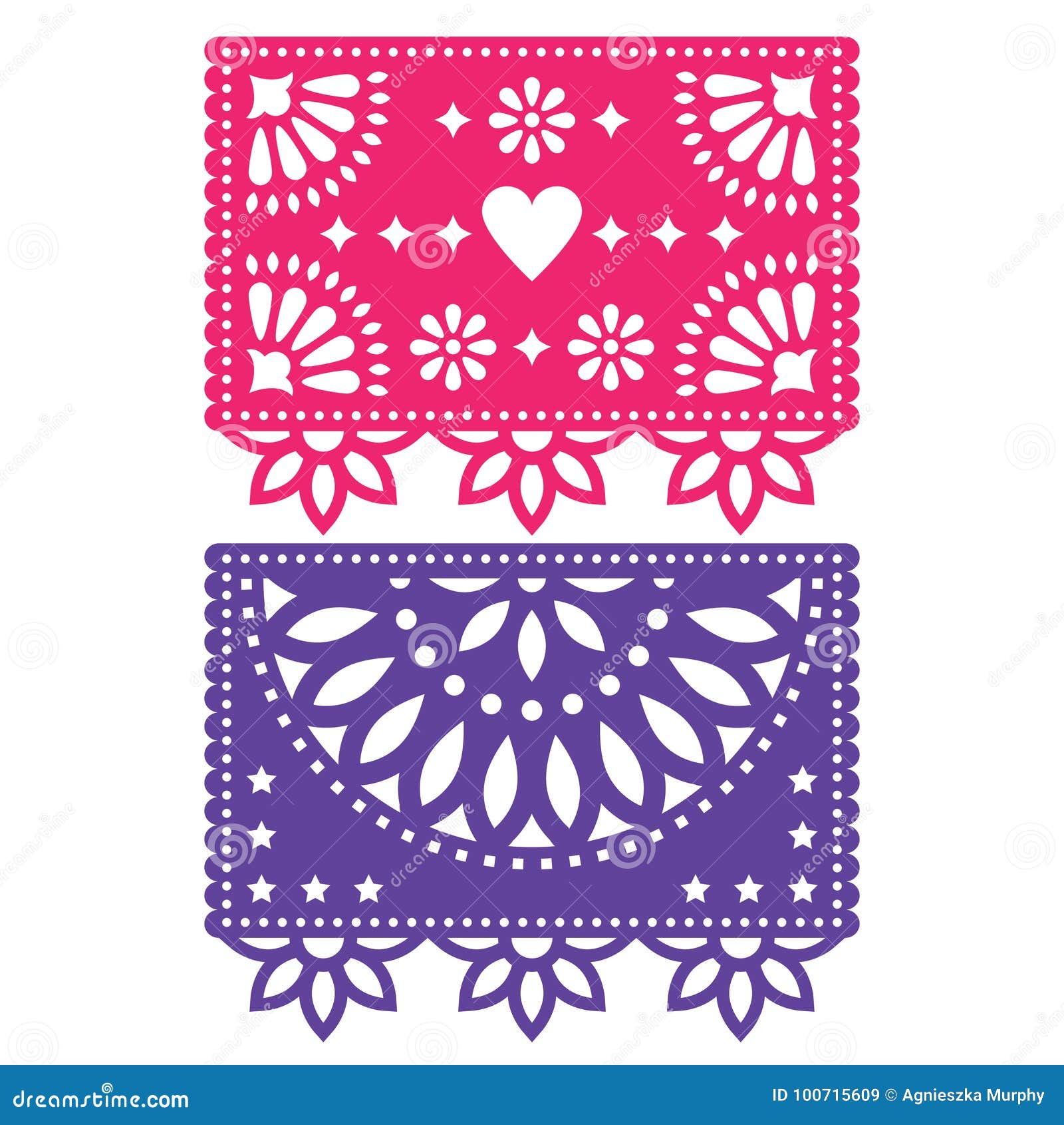 Papel Picado Template Design Set, Mexican Paper Decorations Flowers and  Geometric Shapes, Two Party Banners Stock Vector - Illustration of  celebration, decoration: 100715609
