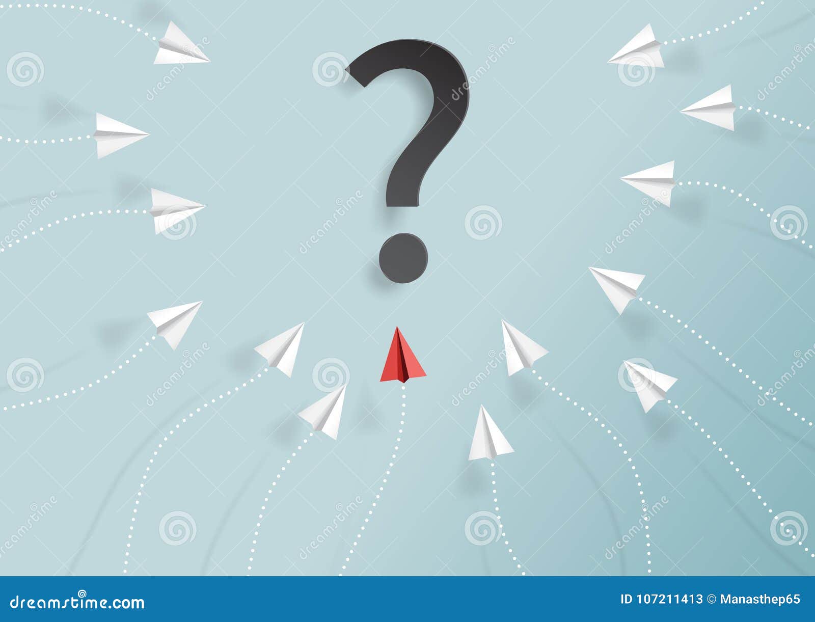 Paper Airplane Around Question Mark Stock Vector