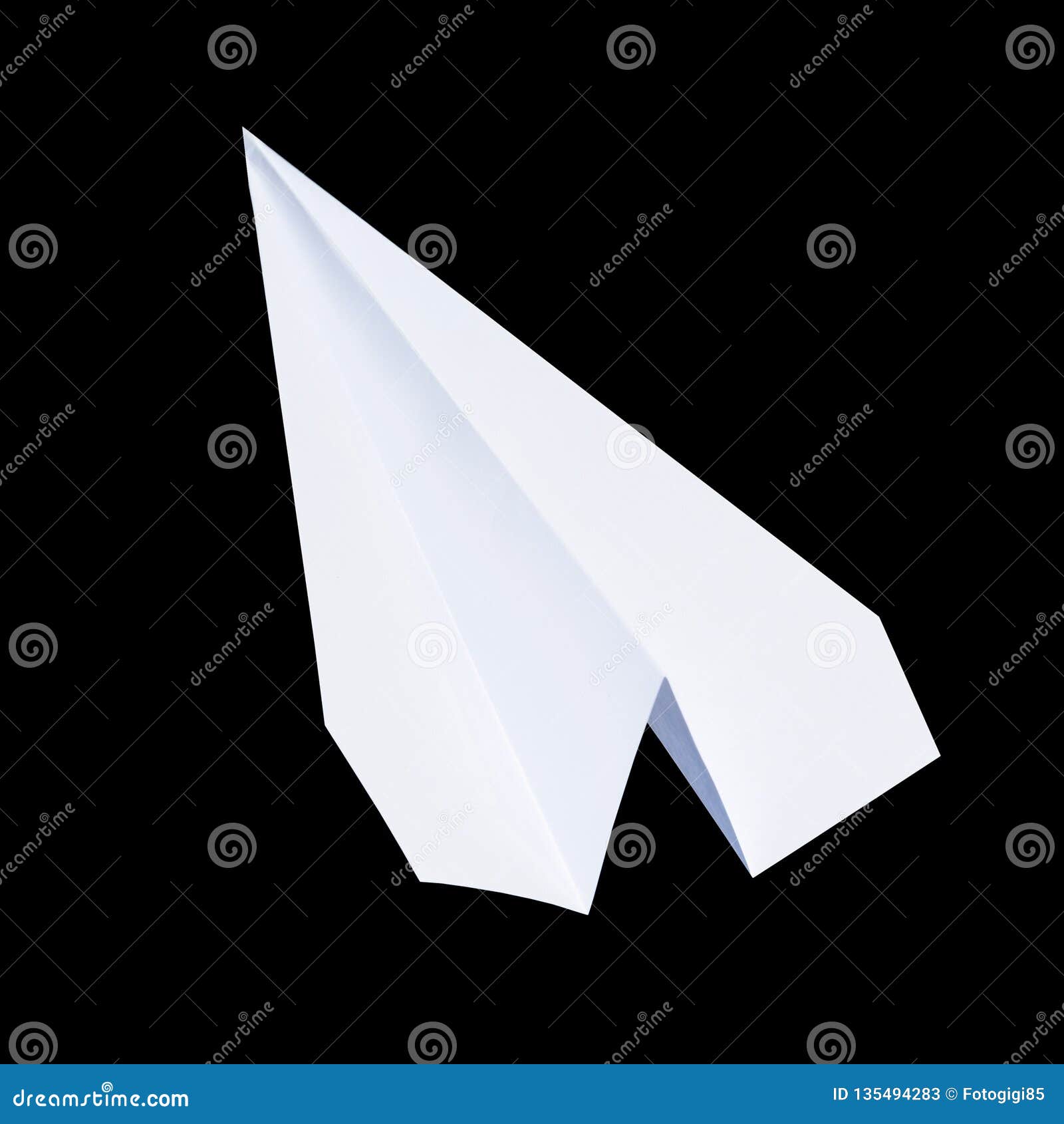 Paper Airplane on a Black Background. Paper Symbol of the Messag Stock