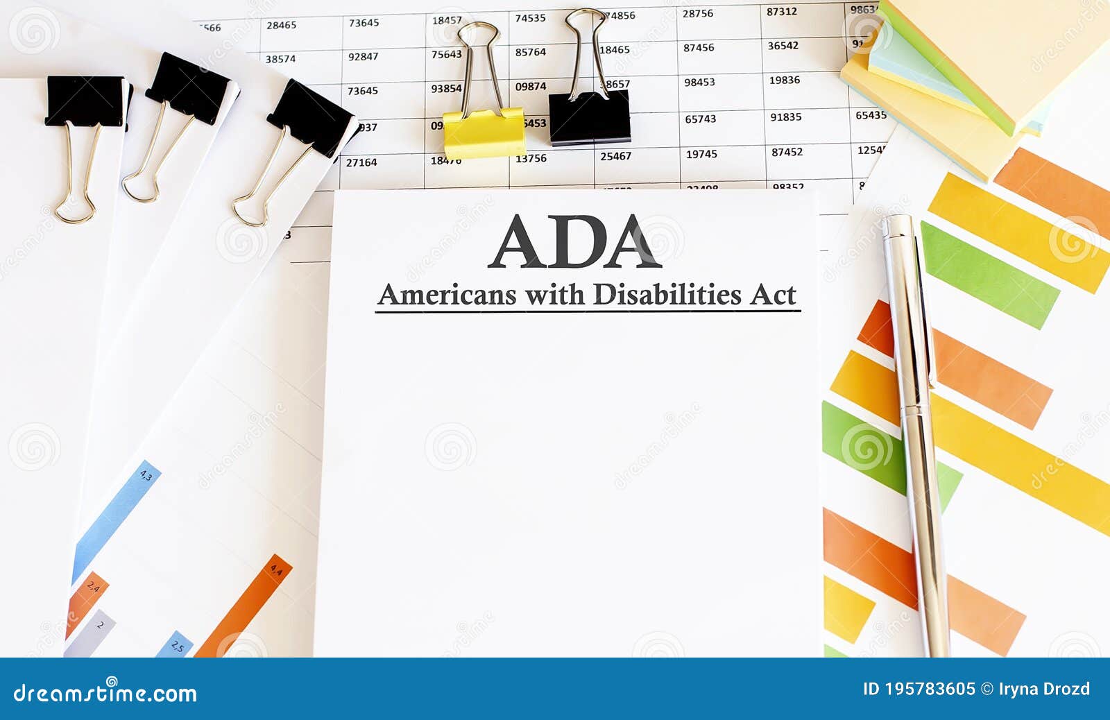 Paper with Americans with Disabilities Act ADA on a Table Stock Image