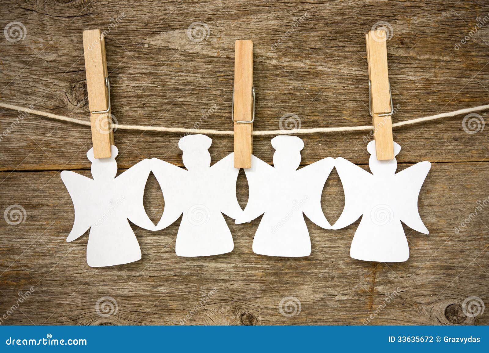 Paper Angels Hanging On The Clothesline Stock Photography 