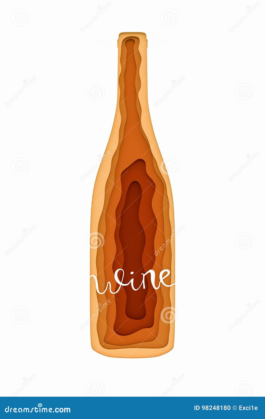 Paper Art Carving of Wine Bottle Stock Illustration Illustration of