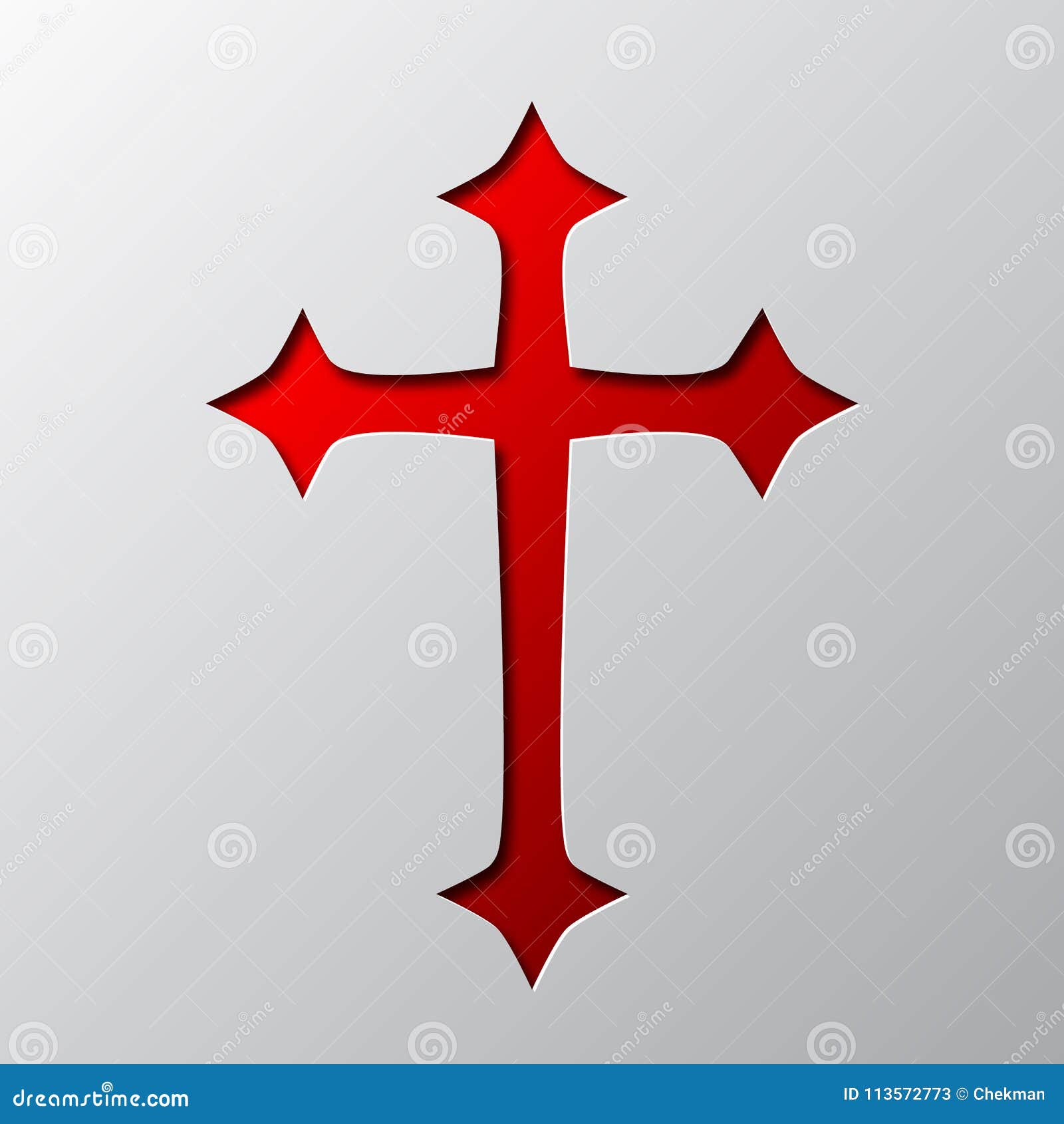 Paper Art Of The Red Christian Cross Vector Illustration Stock