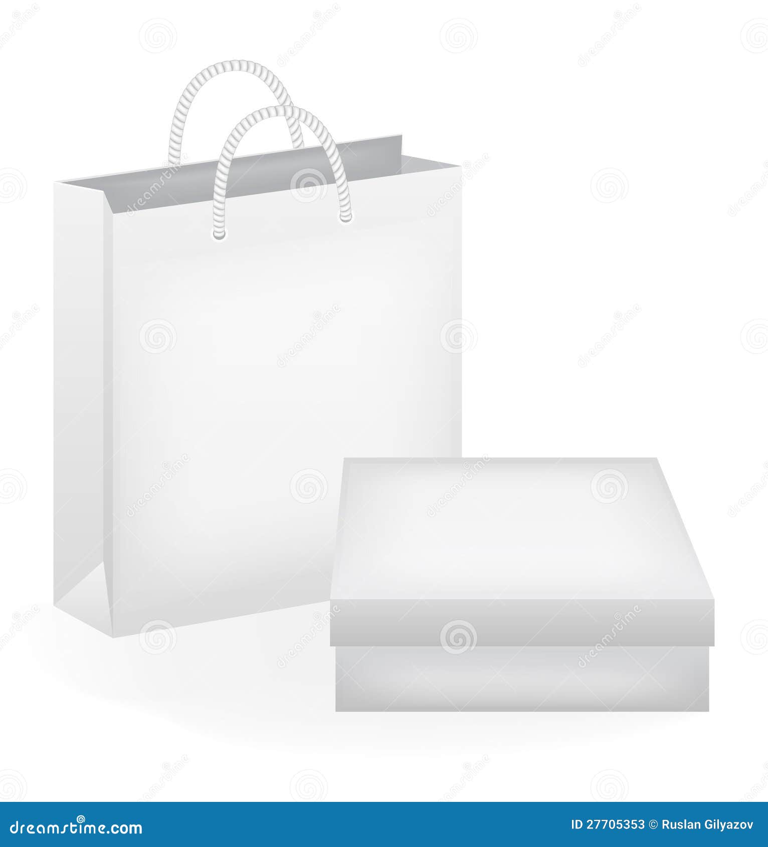 Paper bag and box stock vector. Illustration of front 27705353